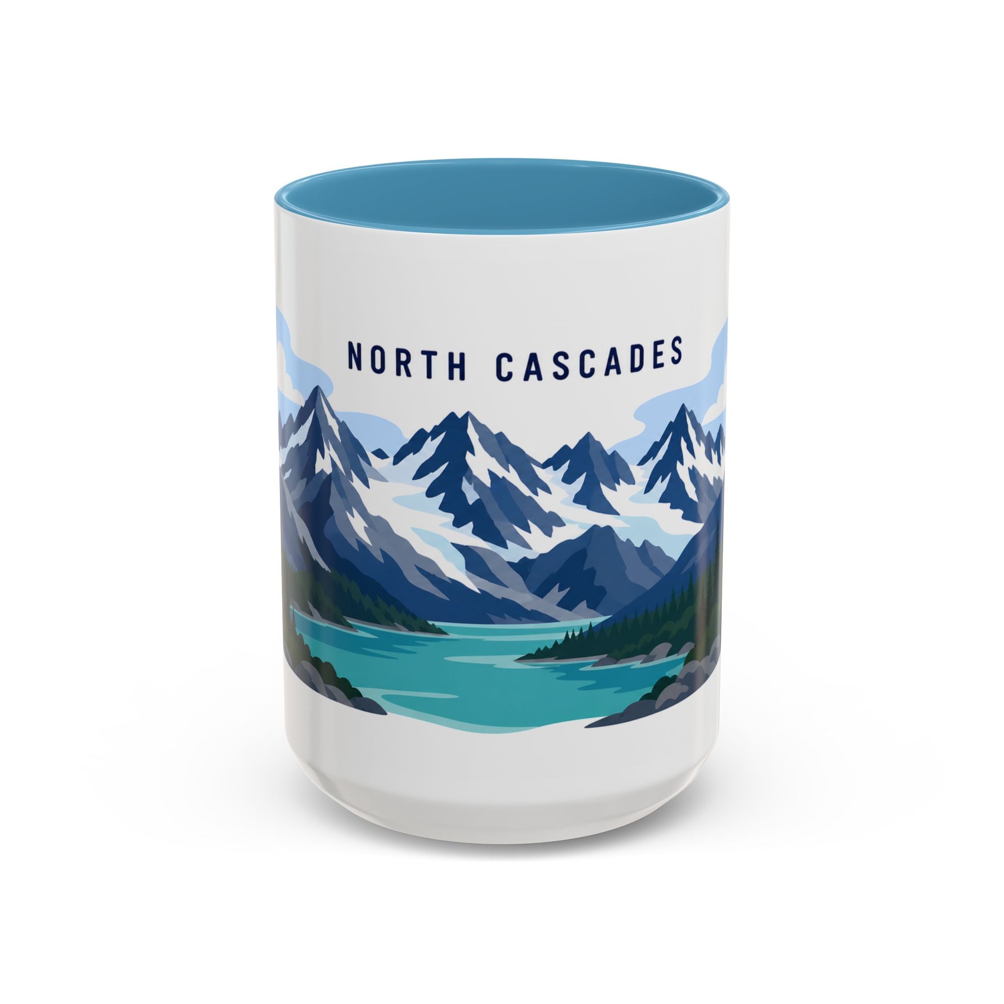 North Cascades National Park Coffee Mug | Solid Color Block Park Souvenir | 11oz 15oz Accent Mug
