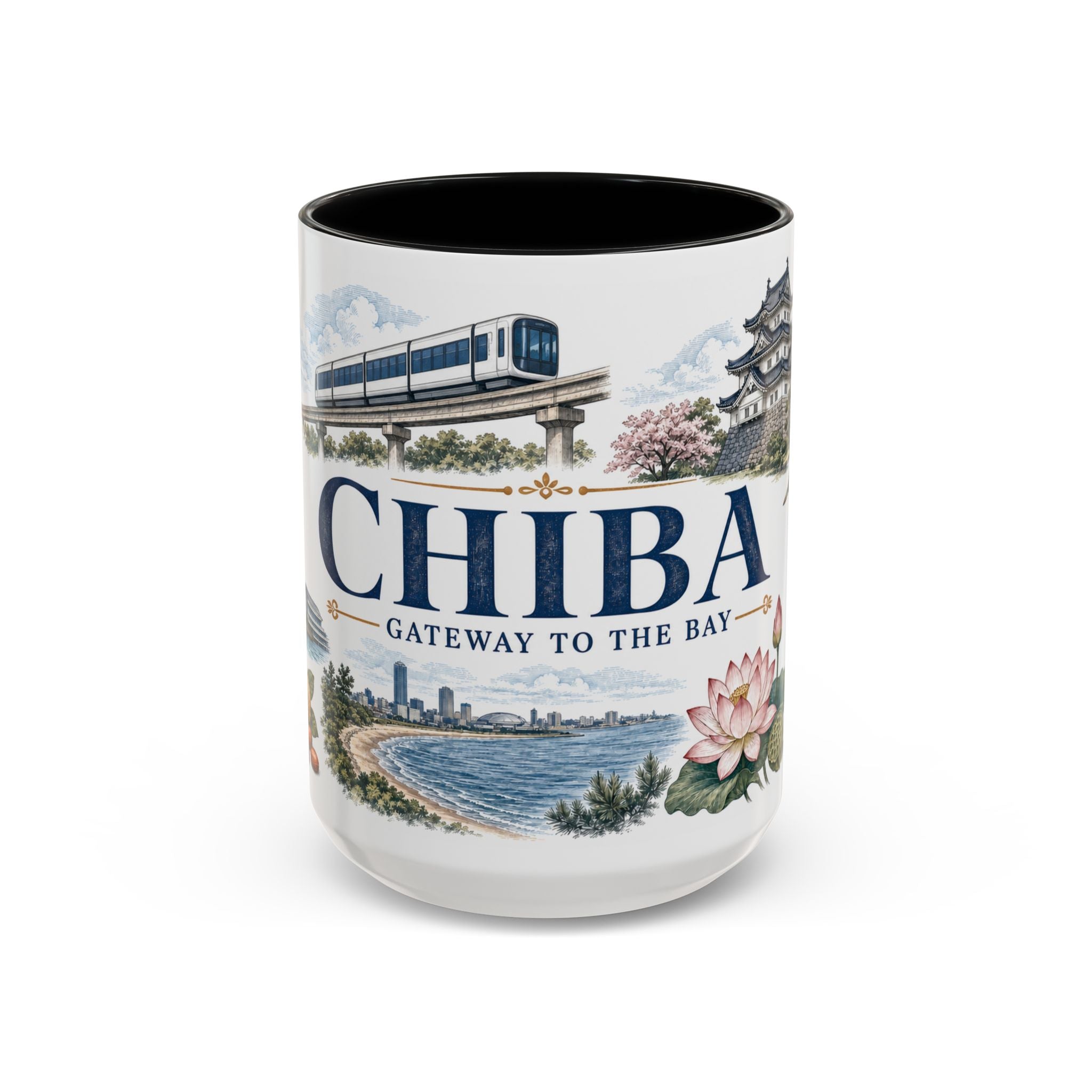 Chiba Coffee Mug | Japan Travel Souvenir | Vintage Illustrated City Gift | 11 oz 15 oz Accent Mug