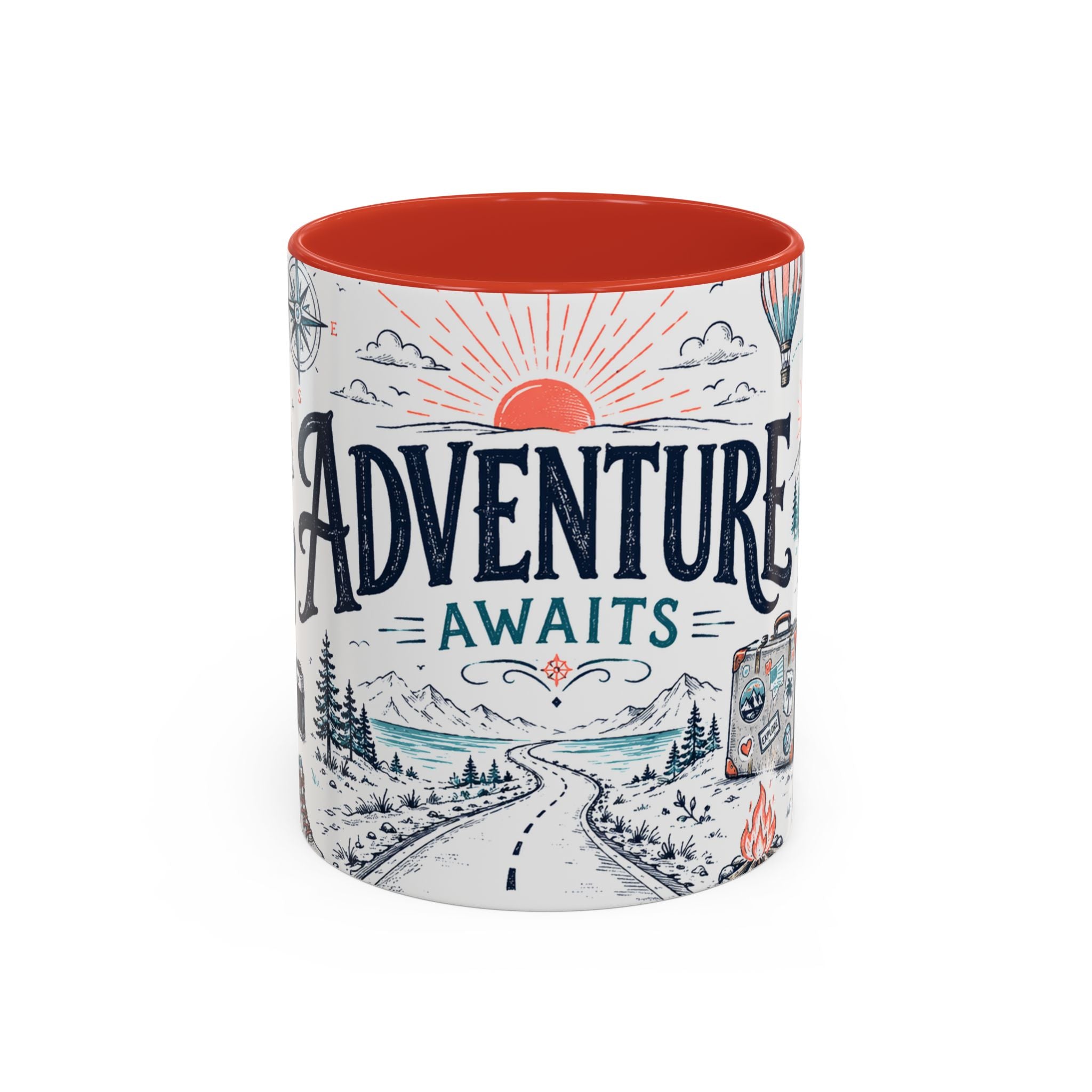 Adventure Awaits Coffee Mug | Class of 2026 Graduation Gift | Accent Color Ceramic 11oz 15oz