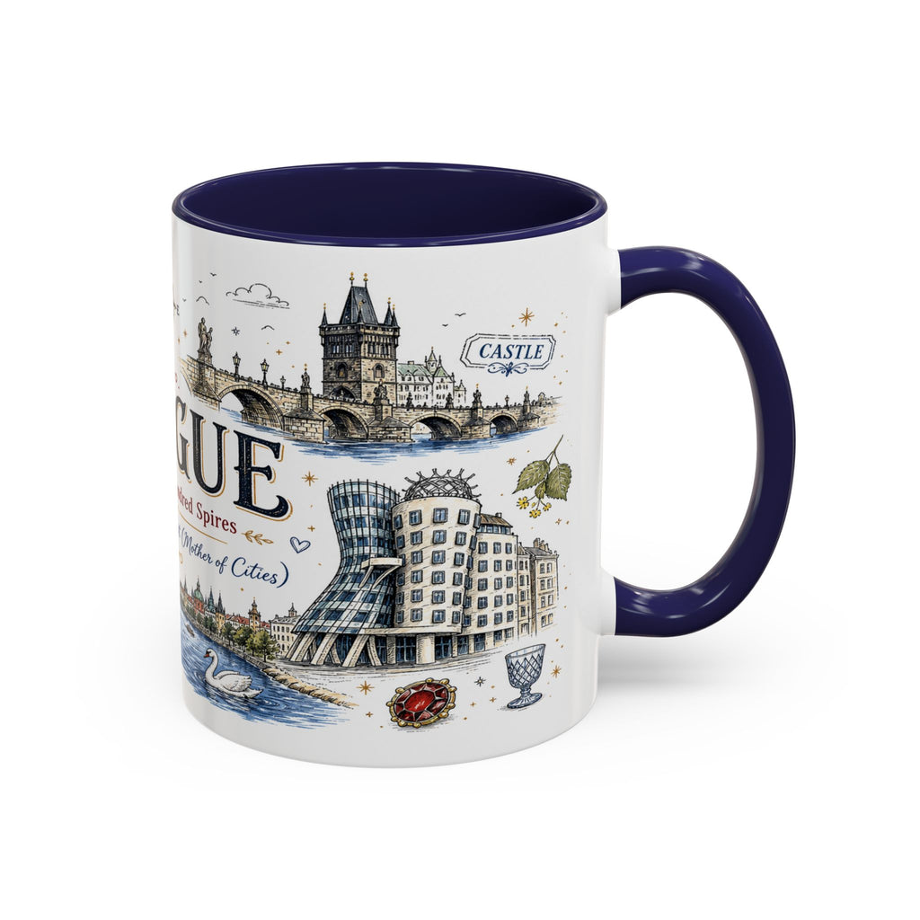 Prague Coffee Mug | Czech Republic Souvenir Travel Gift | Accent Color Ceramic 11oz 15oz