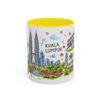 Kuala Lumpur Illustrated Travel Mug | City Souvenir Accent Coffee Mug | 11oz 15oz Ceramic Cup