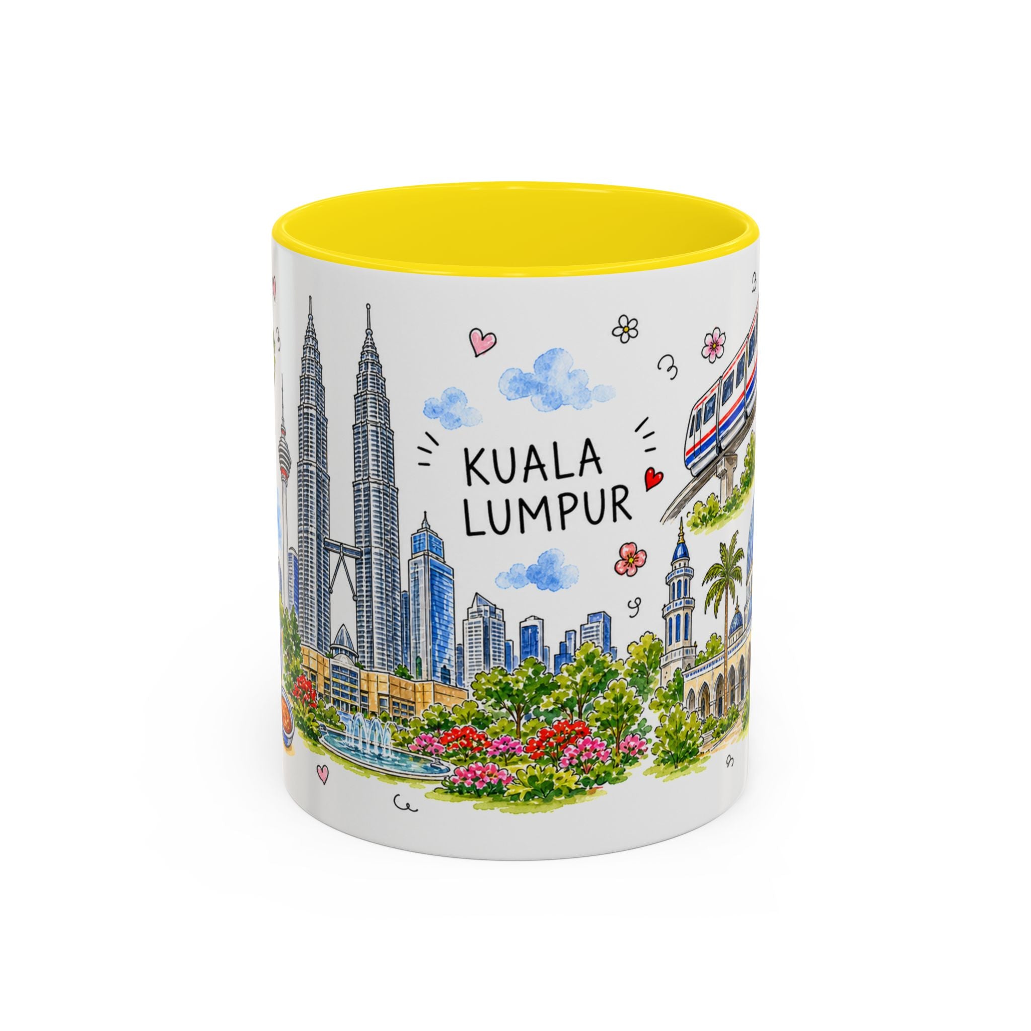 Kuala Lumpur Illustrated Travel Mug | City Souvenir Accent Coffee Mug | 11oz 15oz Ceramic Cup