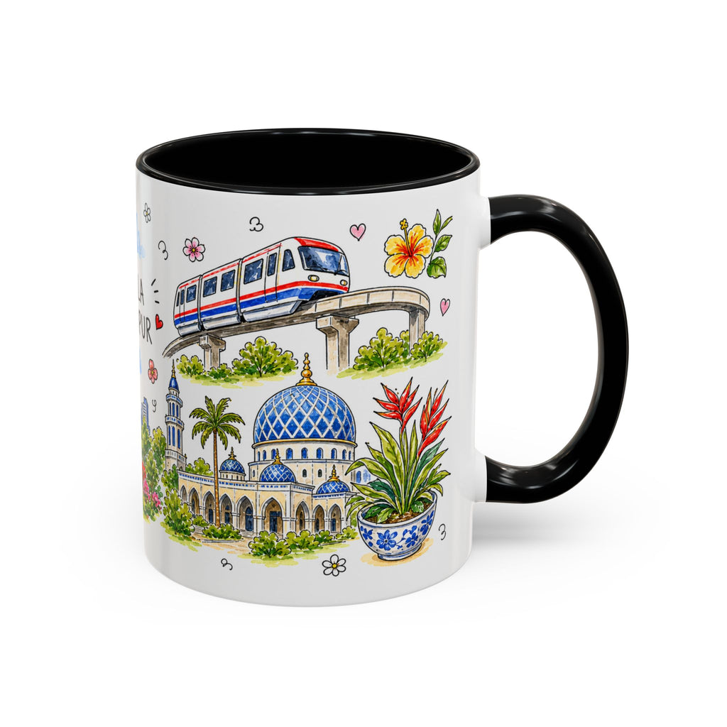 Kuala Lumpur Illustrated Travel Mug | City Souvenir Accent Coffee Mug | 11oz 15oz Ceramic Cup