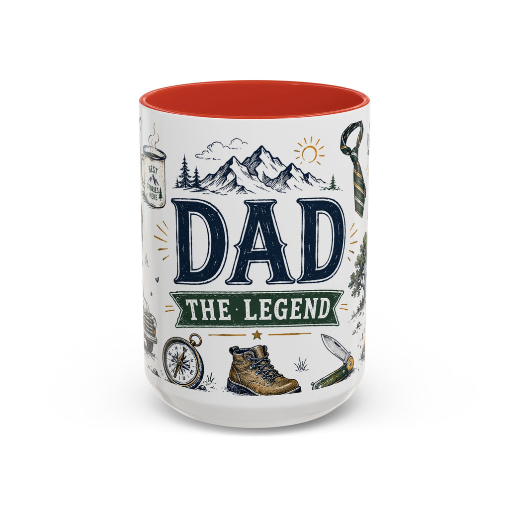 Dad The Legend Coffee Mug | Father's Day Gift for Dad | Accent Color Ceramic 11oz 15oz