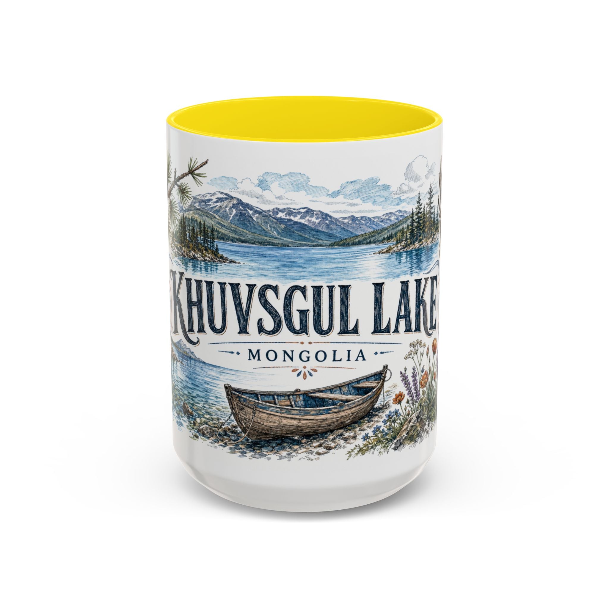 Khuvsgul Lake Mug, Mongolia Travel Souvenir, Bucket List Gift, Accent Ceramic Coffee Mug 11oz 15oz