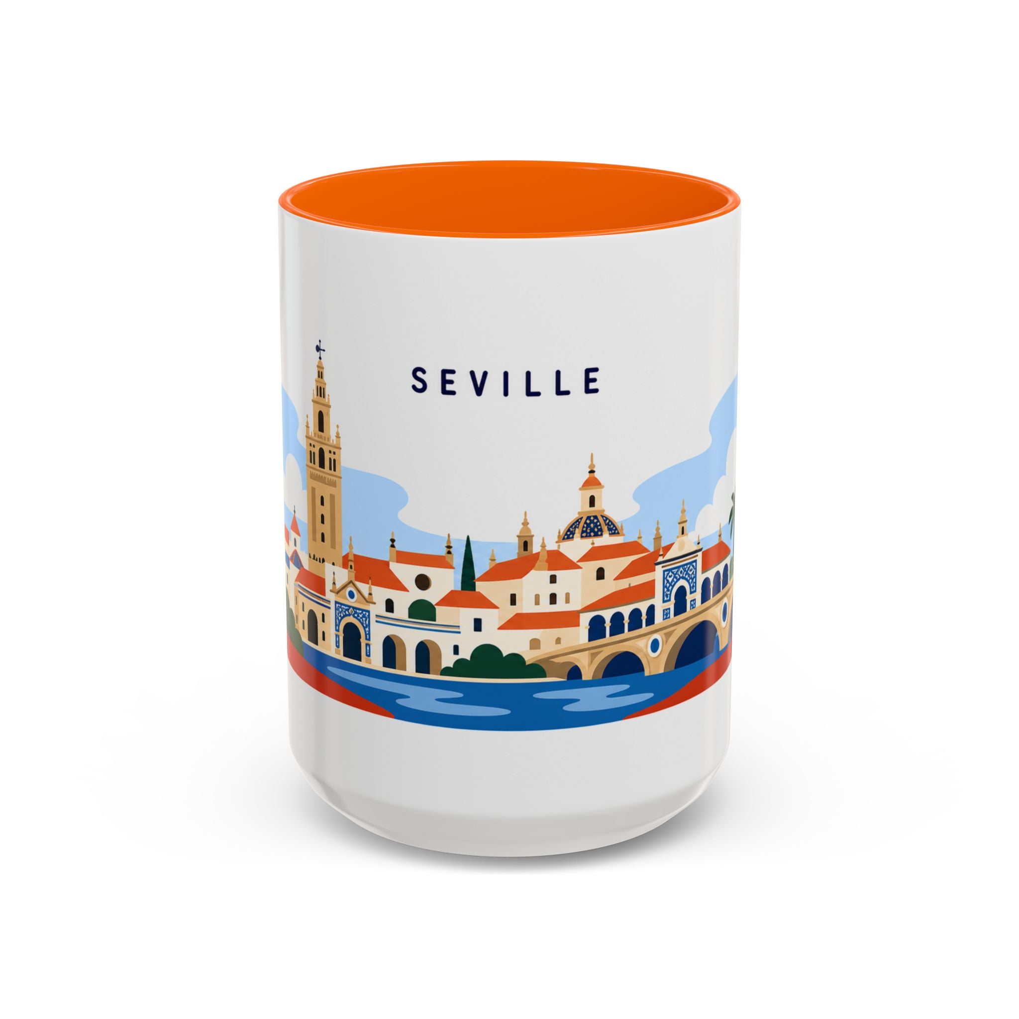 Seville Coffee Mug | Travel Destination Souvenir Gift | Accent Color Ceramic 11oz 15oz