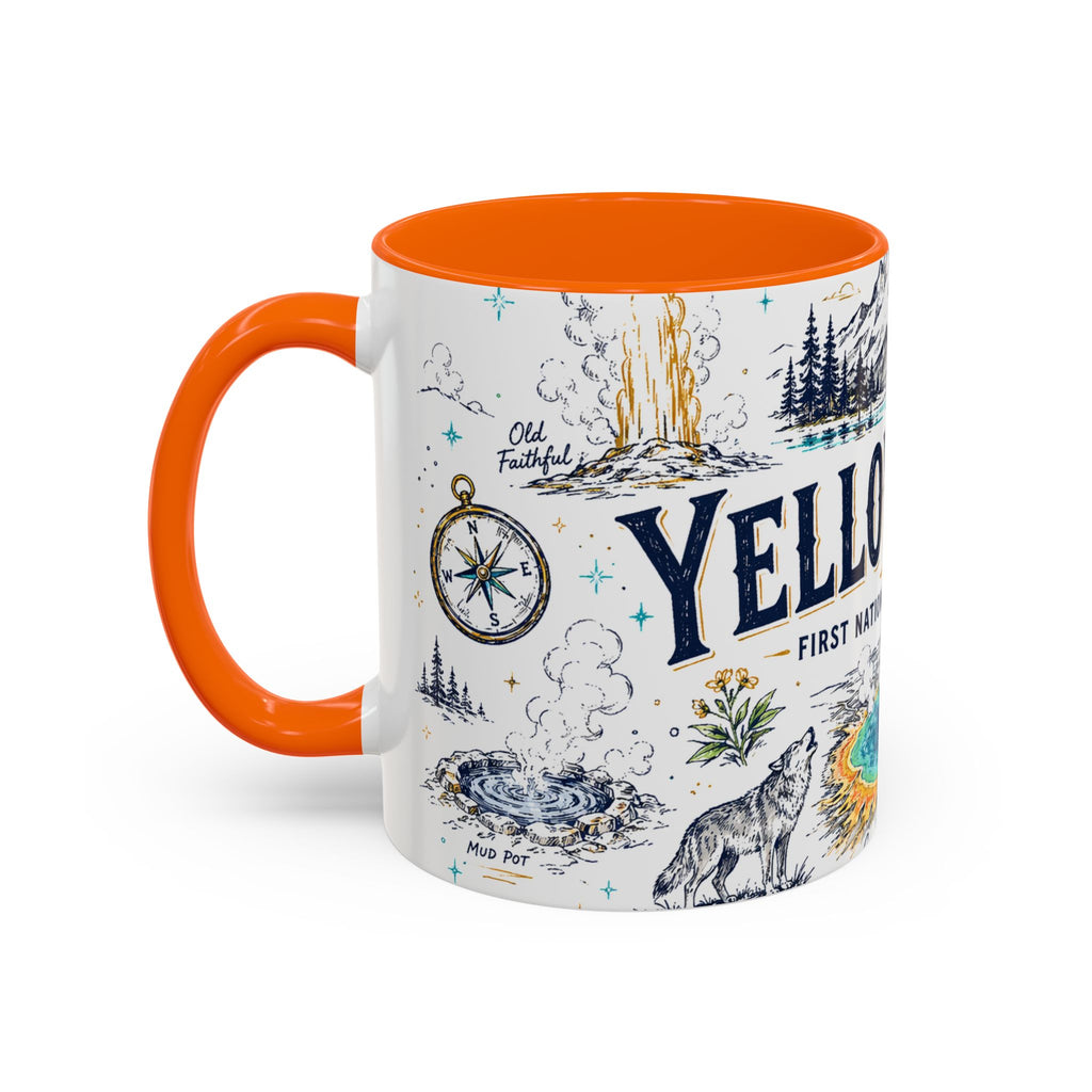 Yellowstone National Park Coffee Mug | Hiking Camping Nature Gift | Accent Color Ceramic 11oz 15oz