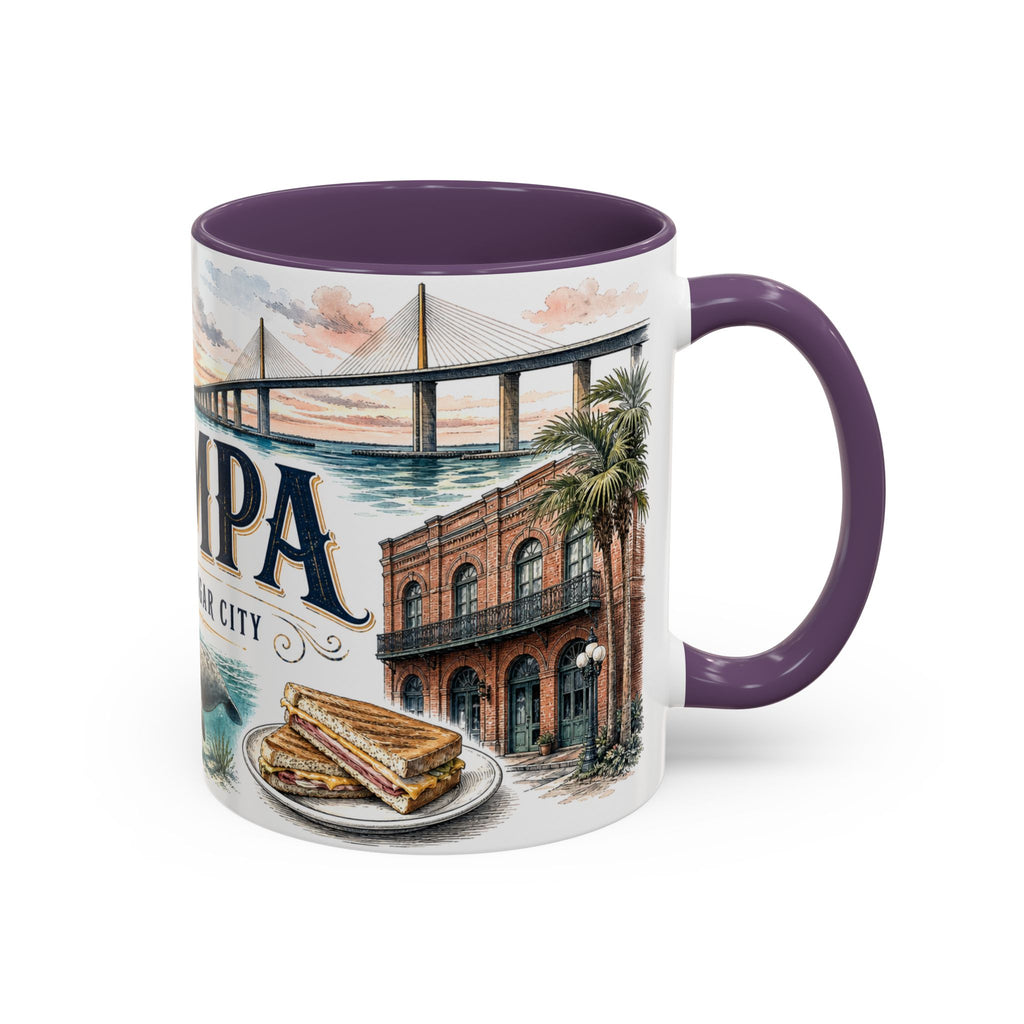 Tampa Coffee Mug | United States Travel Souvenir | Vintage Illustrated City Gift | 11 oz 15 oz Accent Mug
