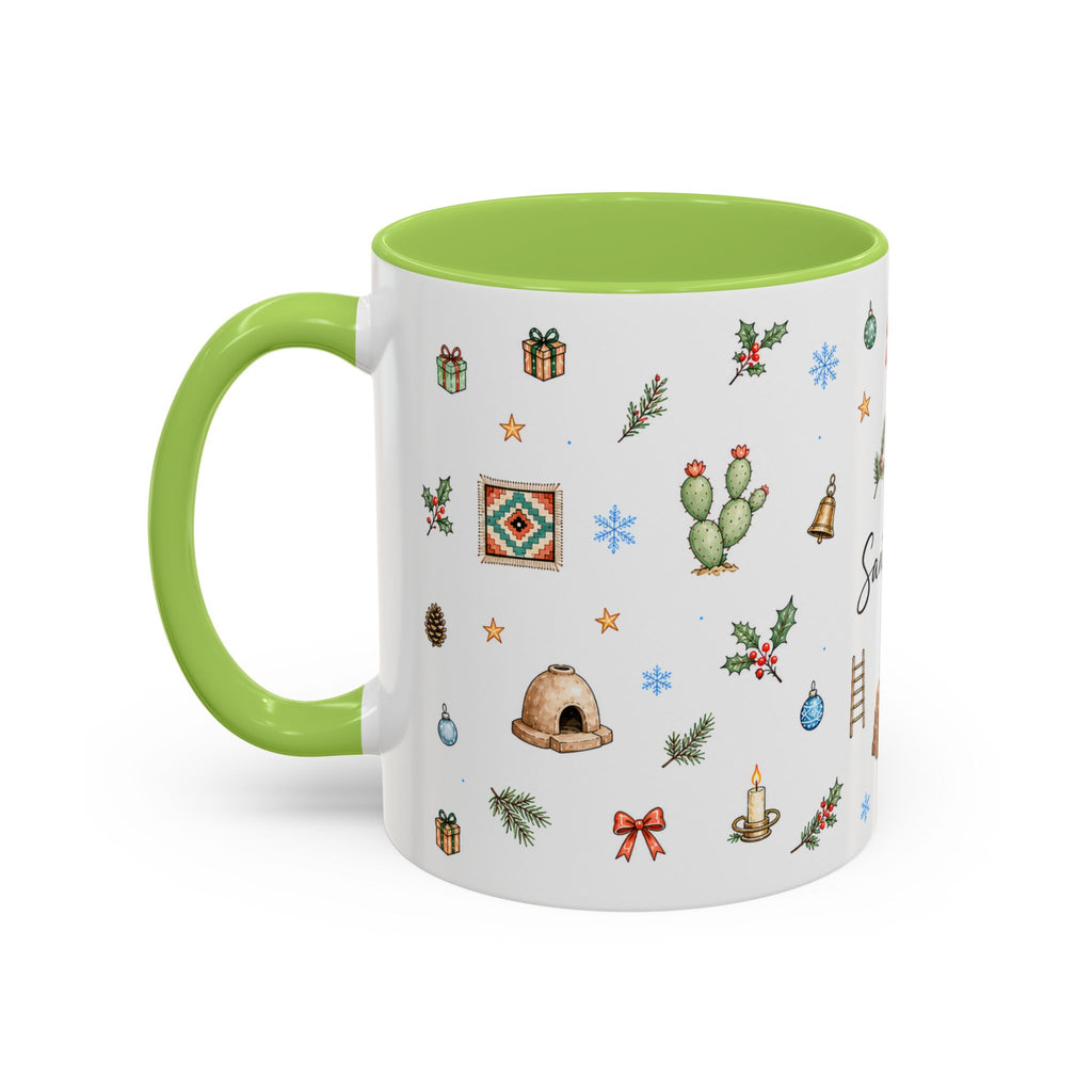 Santa Fe Christmas Mug | Watercolor City Souvenir | Ceramic Coffee Cup (11oz 15oz)
