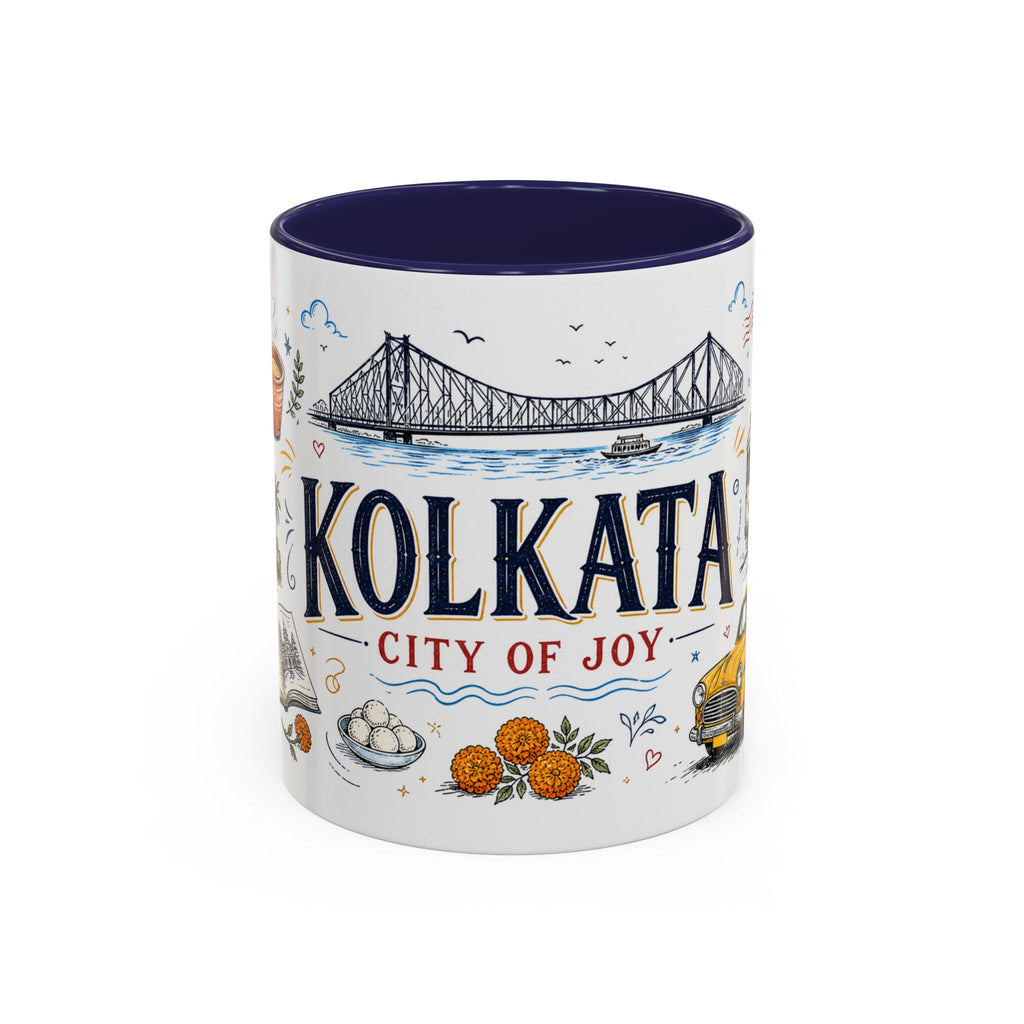 Kolkata Coffee Mug | India Souvenir Travel Gift | Accent Color Ceramic 11oz 15oz