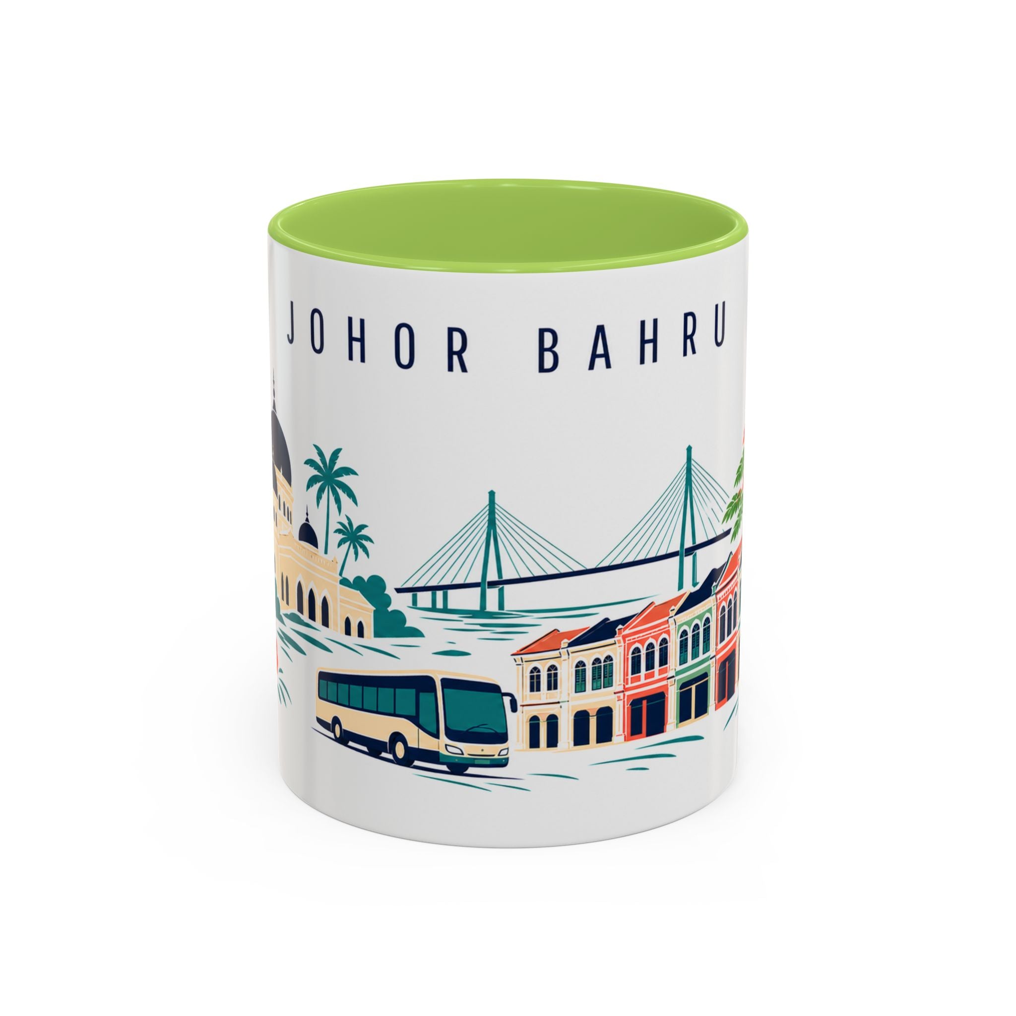 Johor Bahru Coffee Mug | Malaysia Travel Souvenir | Porcelain Decal City Gift | 11oz 15oz Accent Mug