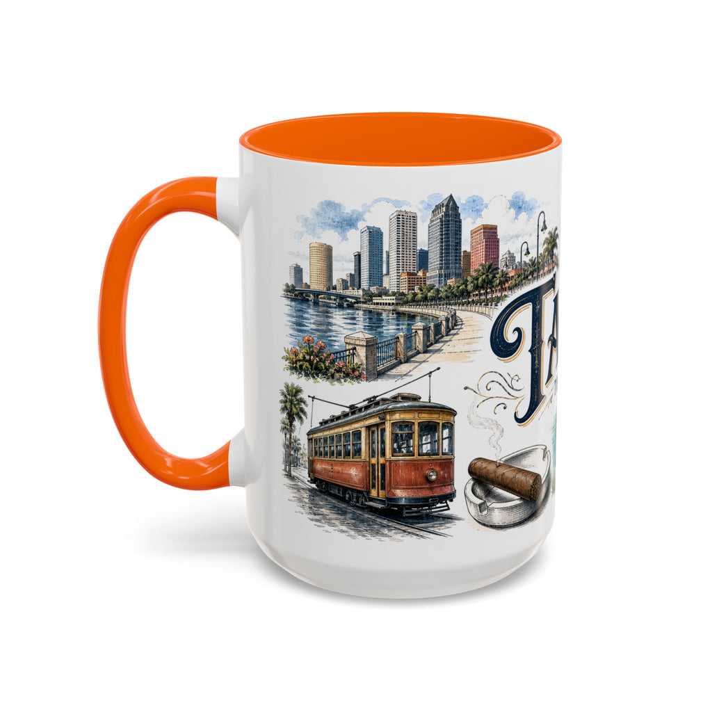 Tampa Coffee Mug | United States Travel Souvenir | Vintage Illustrated City Gift | 11 oz 15 oz Accent Mug