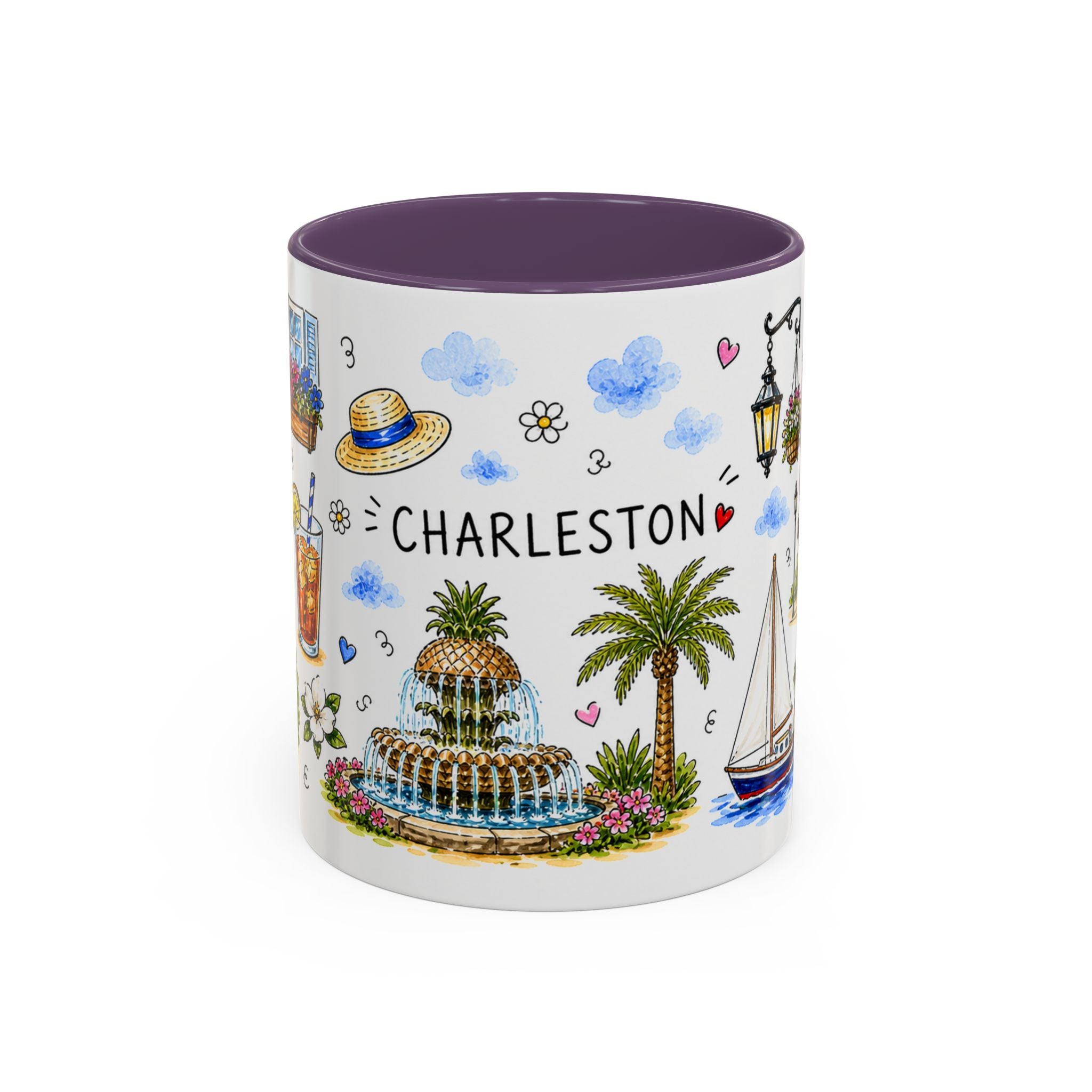 Charleston Illustrated Travel Mug | City Souvenir Accent Coffee Mug | 11oz 15oz Ceramic Cup