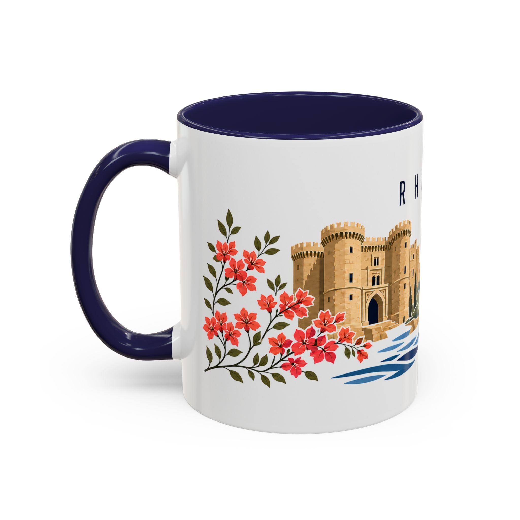 Rhodes Coffee Mug | Greece Travel Souvenir | Porcelain Decal City Gift | 11oz 15oz Accent Mug