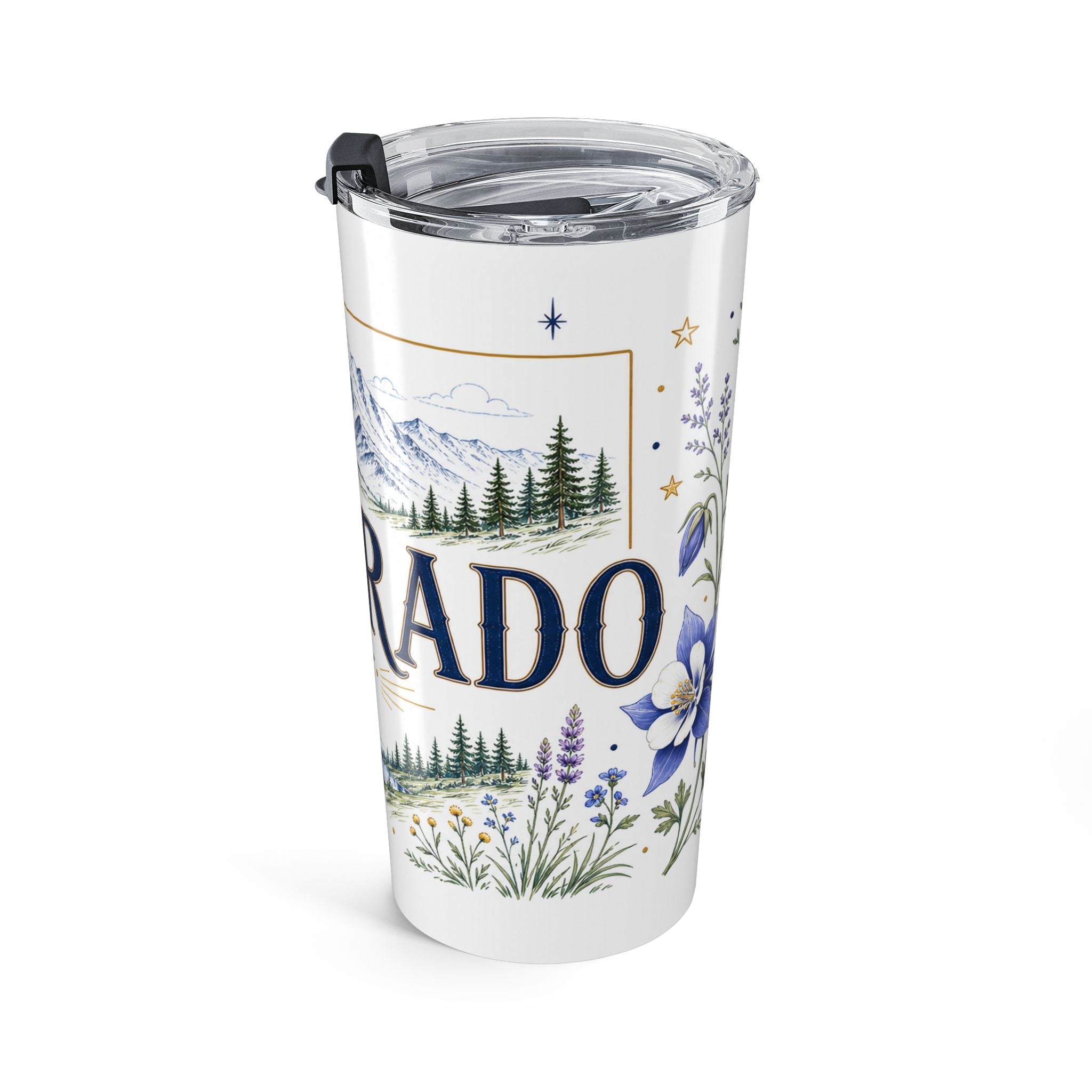 Colorado State Flower 20oz Tumbler | Colorado Botanical Gift | Insulated Stainless Steel Travel Cup