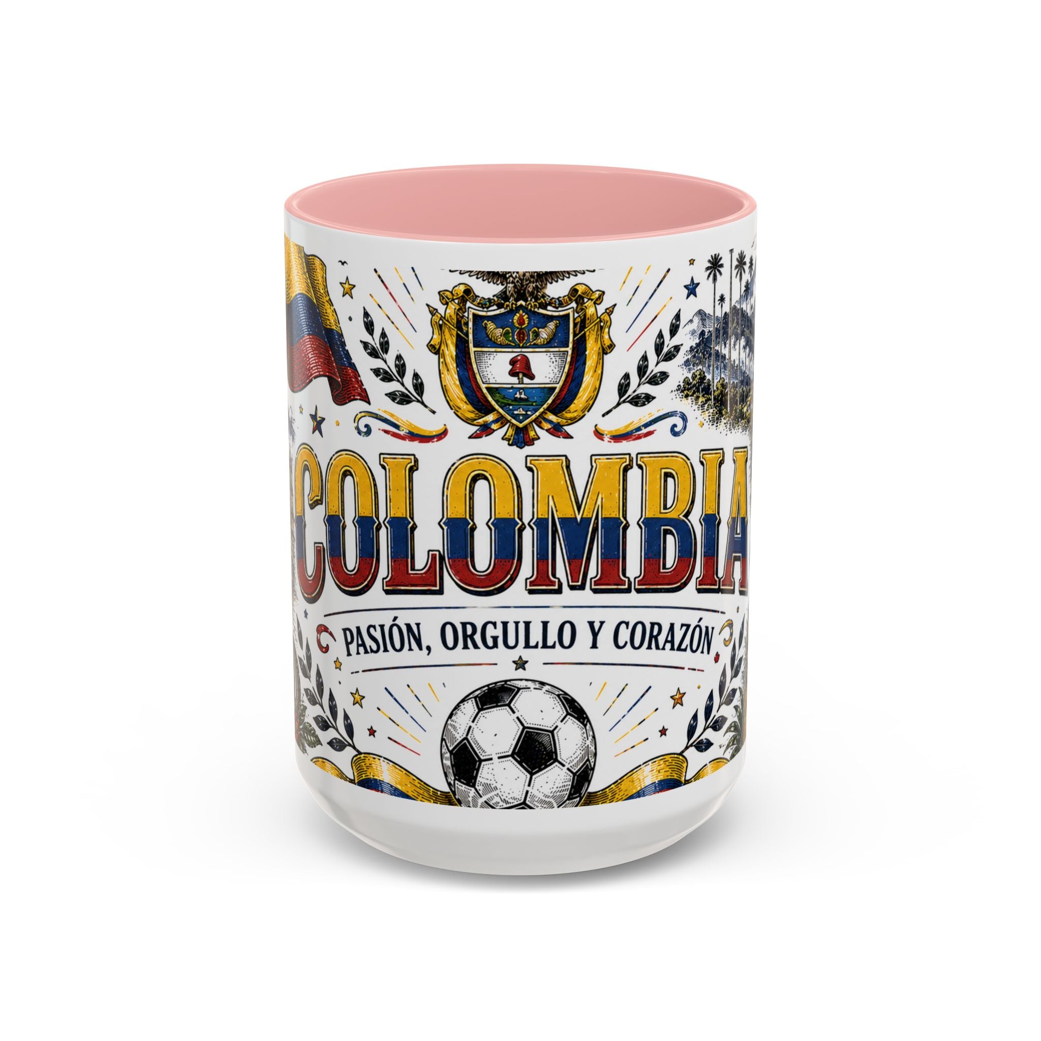 Colombia Soccer Coffee Mug | World Cup Fan Gift | Accent Color Ceramic 11oz 15oz Match Day Cup
