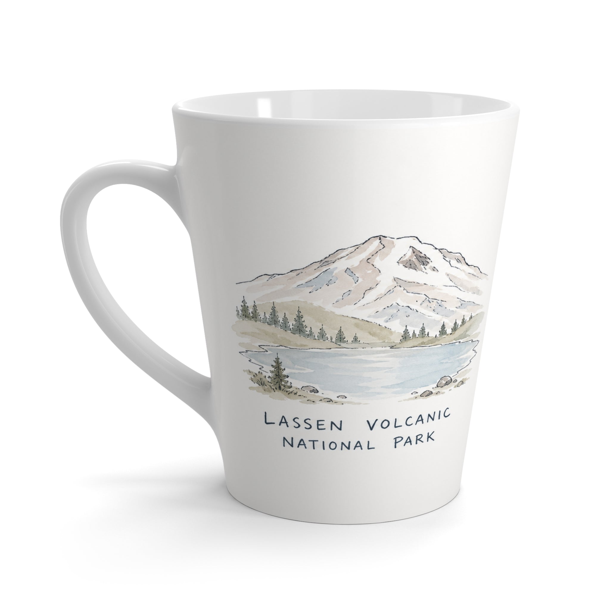 Lassen Volcanic National Park Latte Mug | Pastel Watercolor Nature Coffee Cup | 12 oz Travel Souvenir Gift
