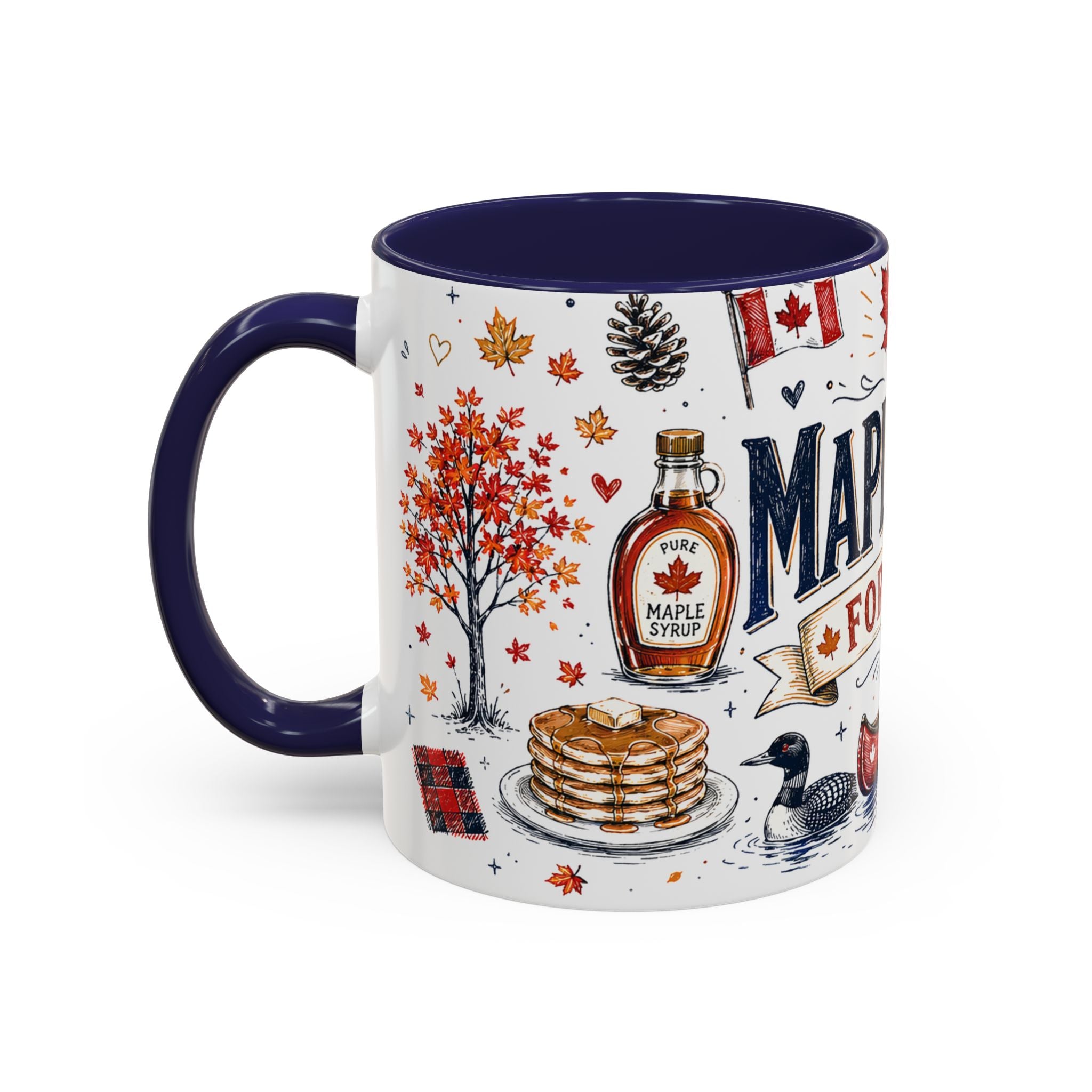 Maple Leaf Forever Coffee Mug | Canadian Pride Gift | Accent Color Ceramic 11oz 15oz