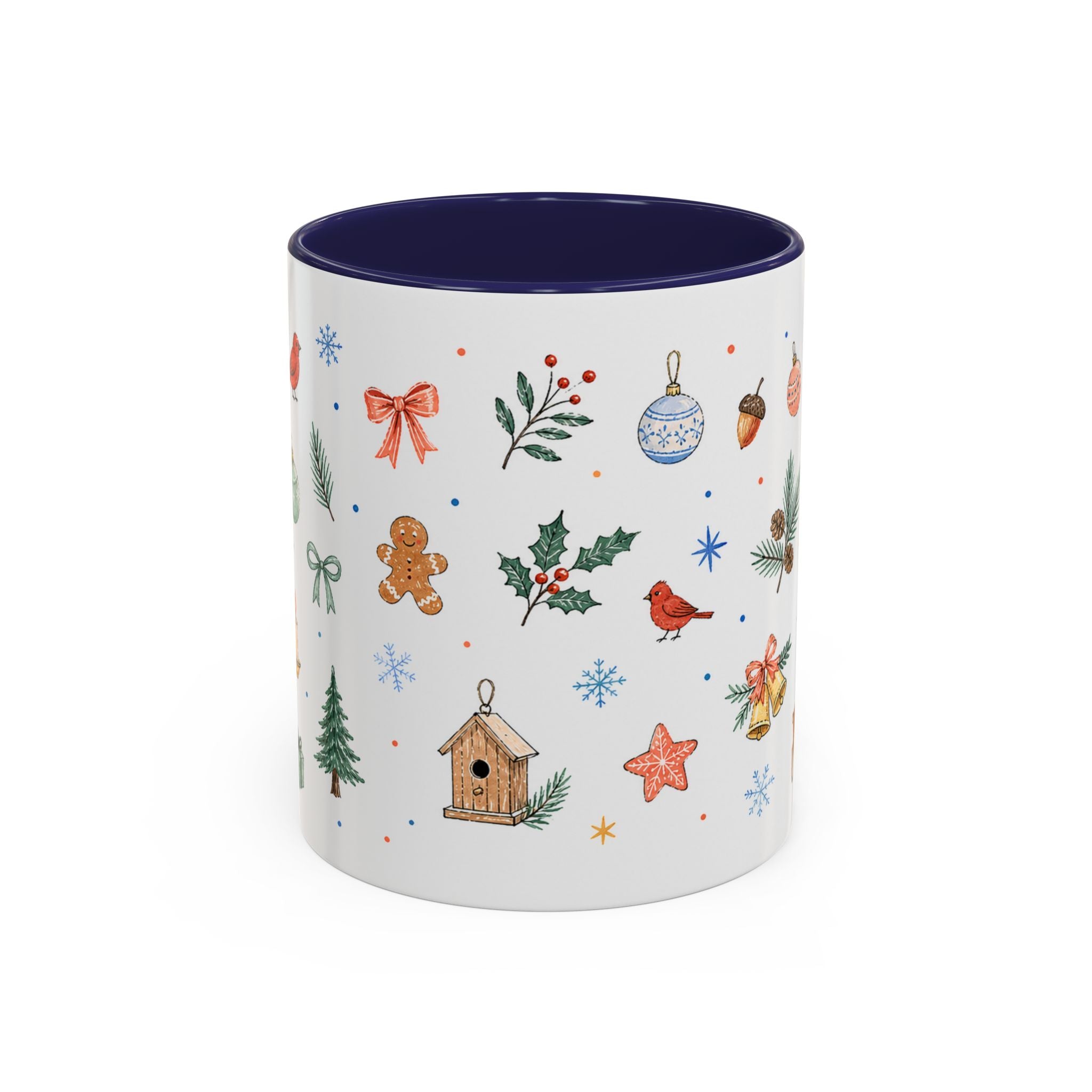 Woodland Christmas Mug | Deer Bird Watercolor Holiday Gift | Accent Cup 11oz 15oz