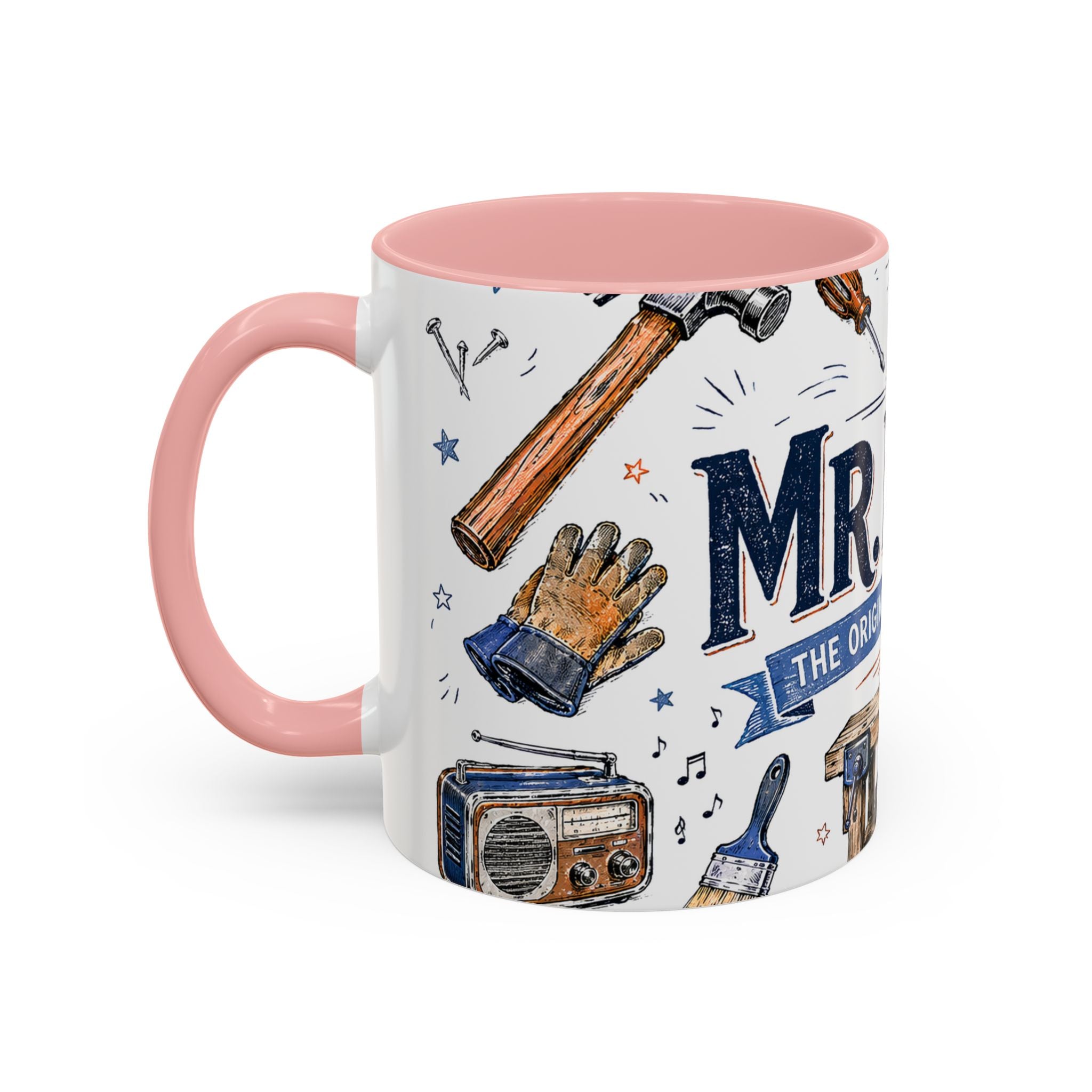 Mr Fix It Coffee Mug | Father's Day Gift for Dad | Accent Color Ceramic 11oz 15oz