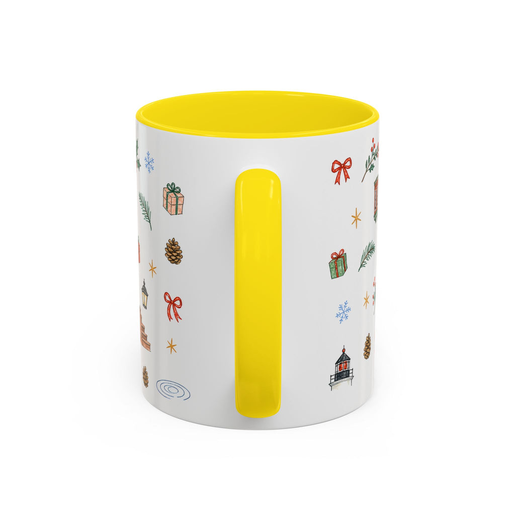 Boston Christmas Mug | Watercolor Travel Souvenir | Holiday Gift | Accent Ceramic Coffee Cup 11oz 15oz