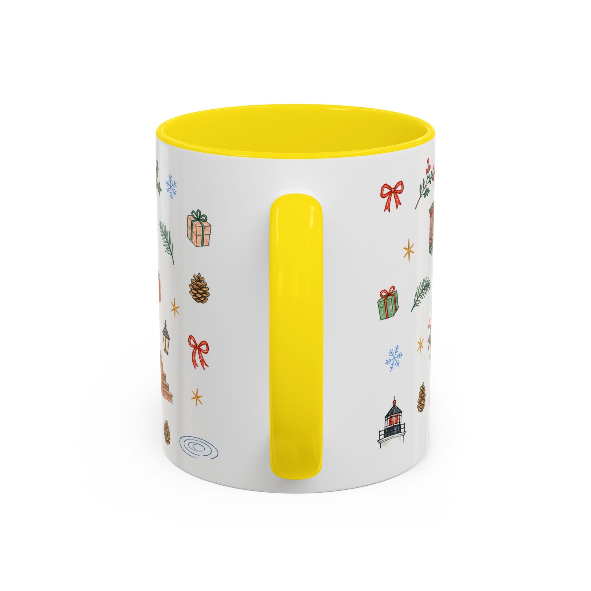 Boston Christmas Mug | Watercolor Travel Souvenir | Holiday Gift | Accent Ceramic Coffee Cup 11oz 15oz
