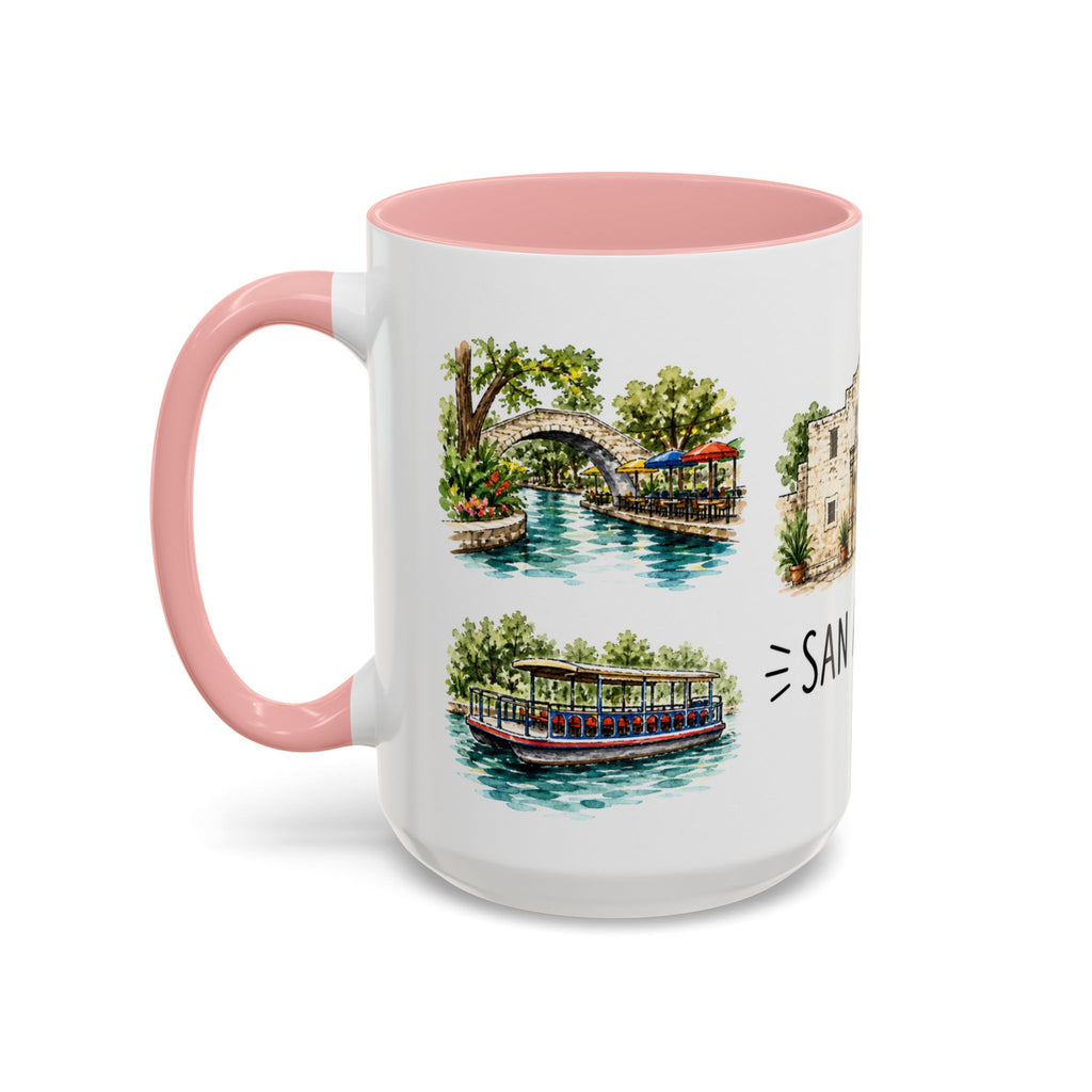 San Antonio Illustrated Travel Mug | City Souvenir Accent Coffee Mug | 11oz 15oz Ceramic Cup