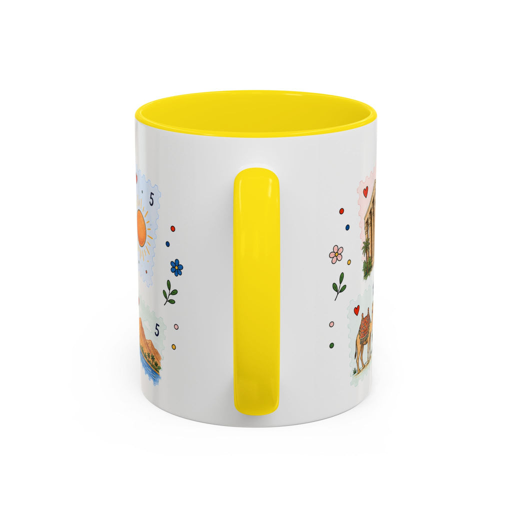 Luxor Coffee Mug | Postage Stamp Collage Mug | Travel Souvenir Accent Cup 11oz 15oz