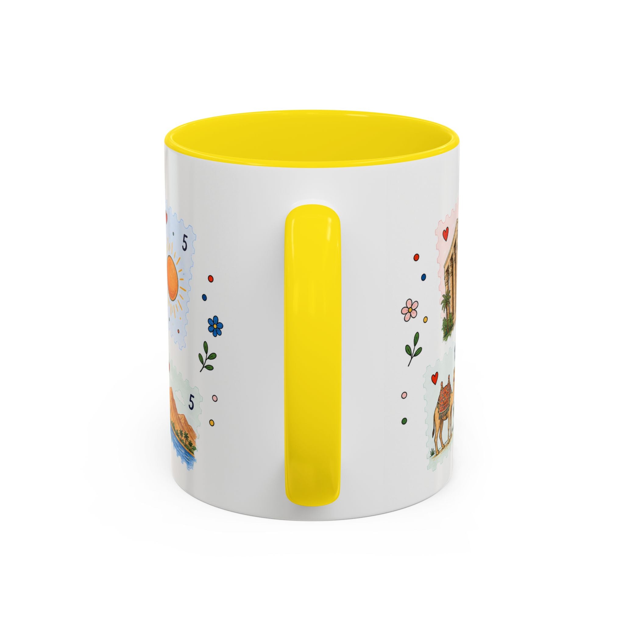 Luxor Coffee Mug | Postage Stamp Collage Mug | Travel Souvenir Accent Cup 11oz 15oz