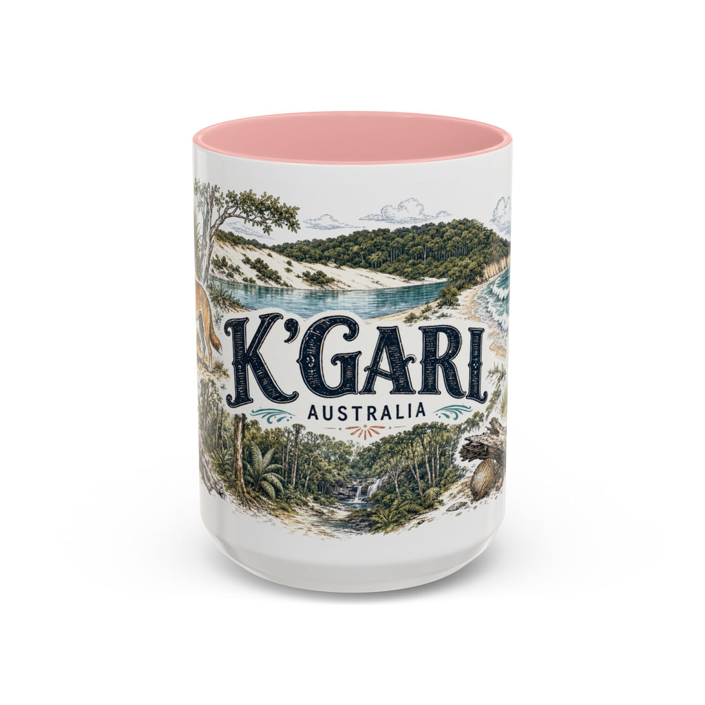 K'gari Mug, Australia Travel Souvenir, Bucket List Gift, Accent Ceramic Coffee Mug 11oz 15oz