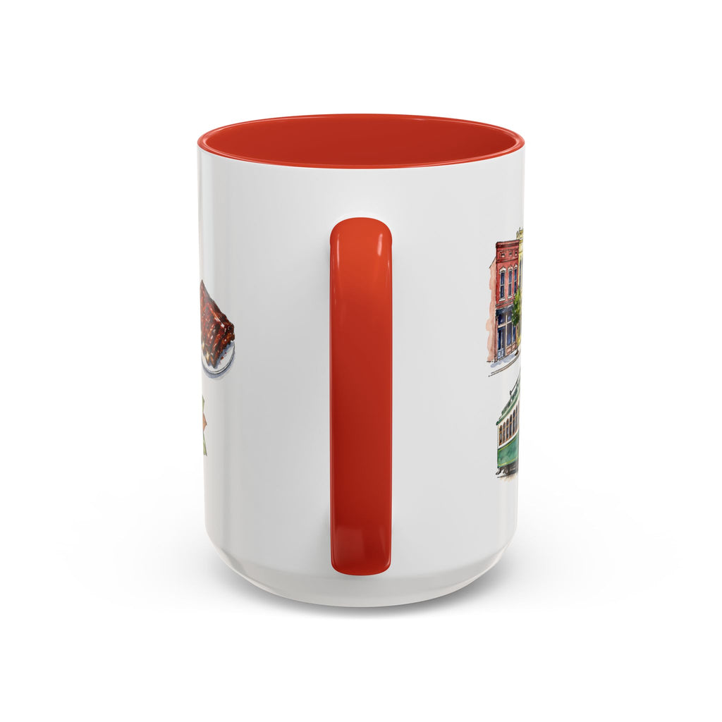 Memphis Illustrated Travel Mug | City Souvenir Accent Coffee Mug | 11oz 15oz Ceramic Cup