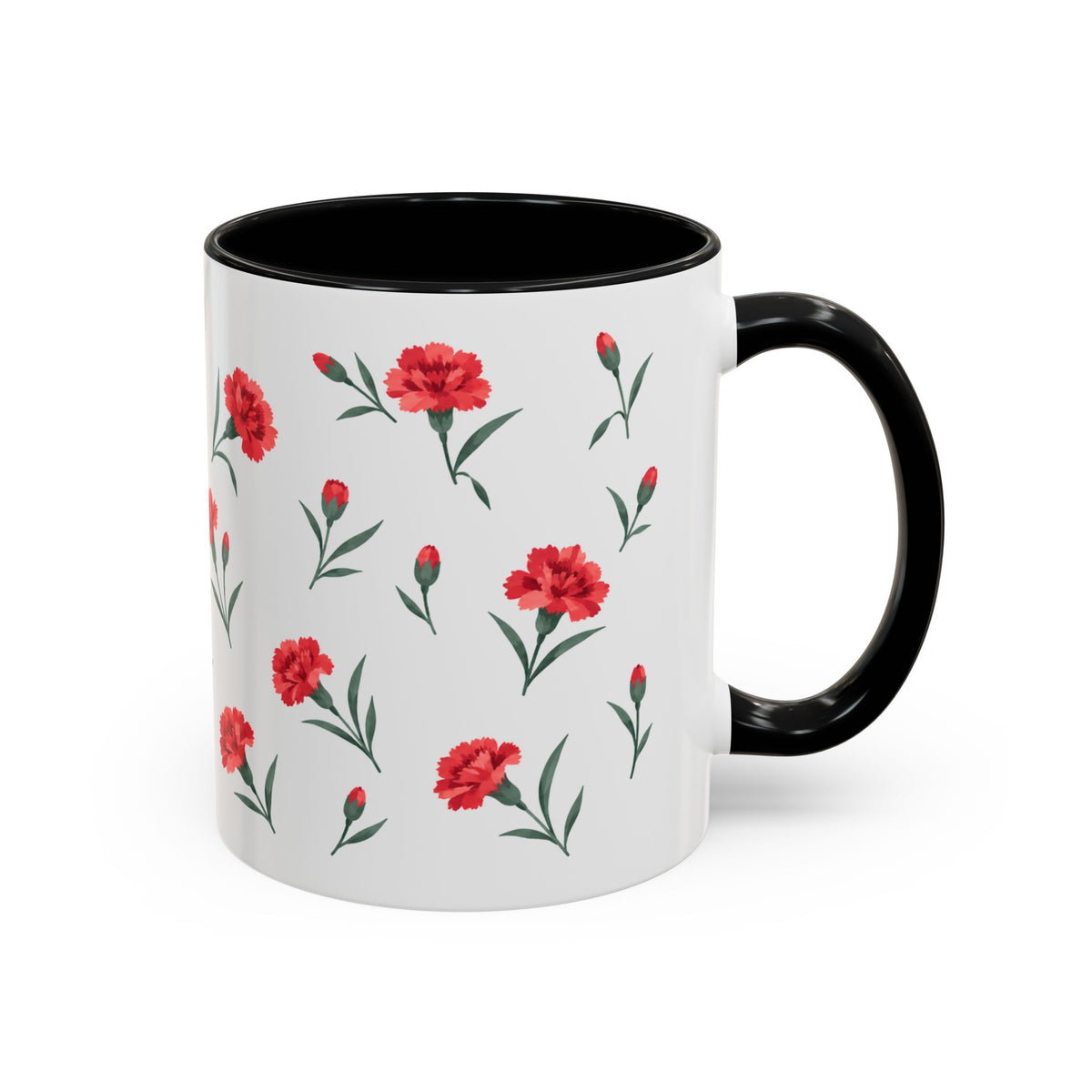 Ohio Scarlet Carnation Mug, State Flower Floral Coffee Cup, 11oz Botanical Gift