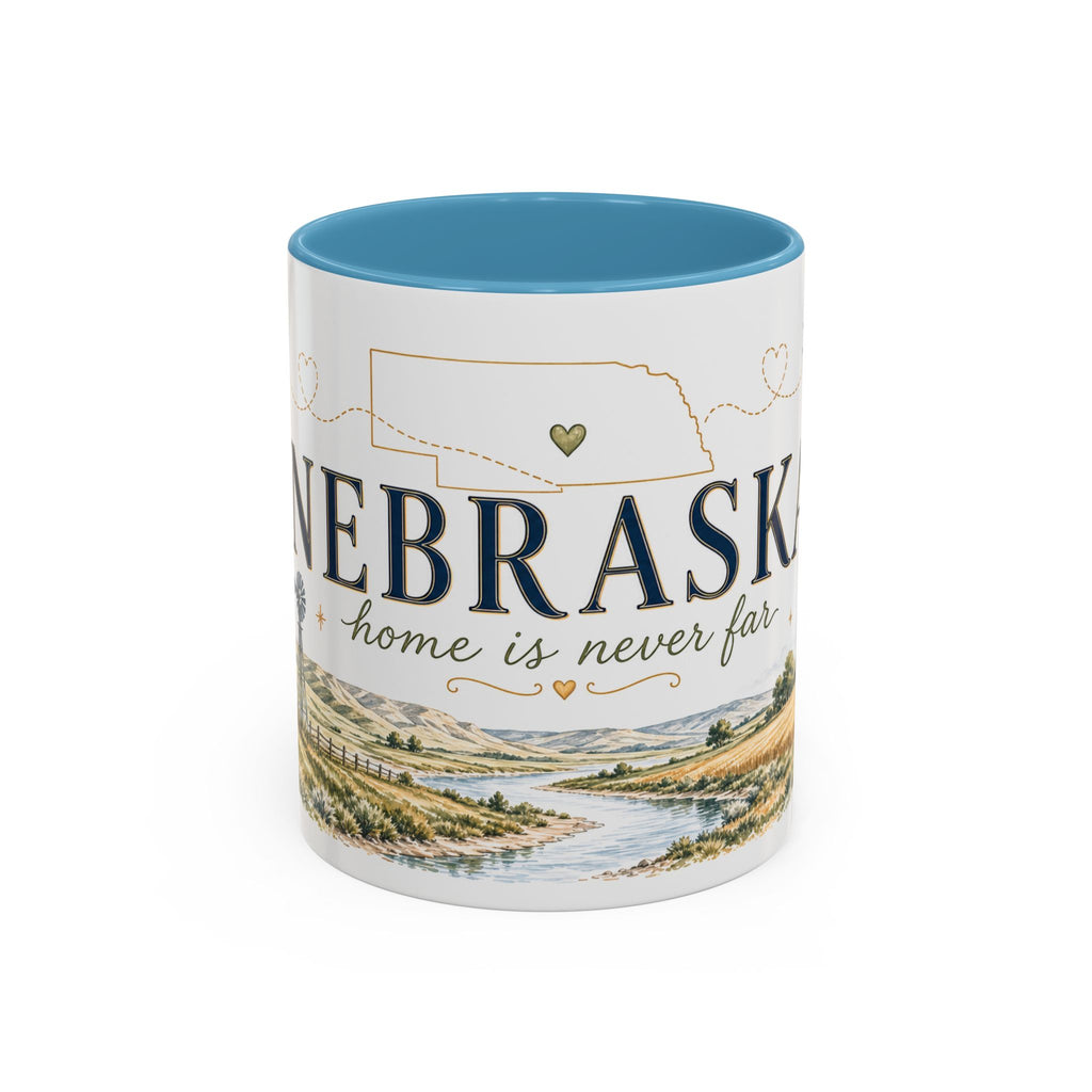 Nebraska State Mug | Moving Away, Long Distance Friendship Gift | Botanical Landscape Accent Mug
