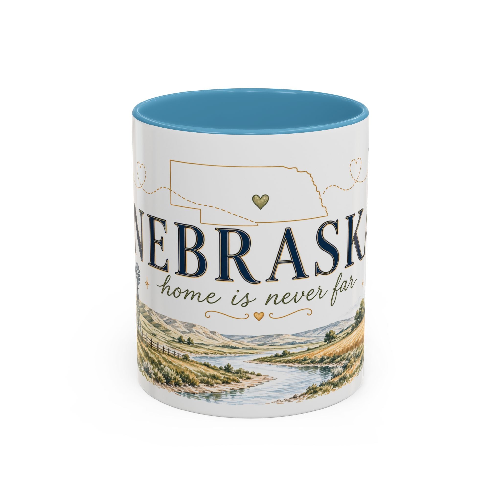 Nebraska State Mug | Moving Away, Long Distance Friendship Gift | Botanical Landscape Accent Mug