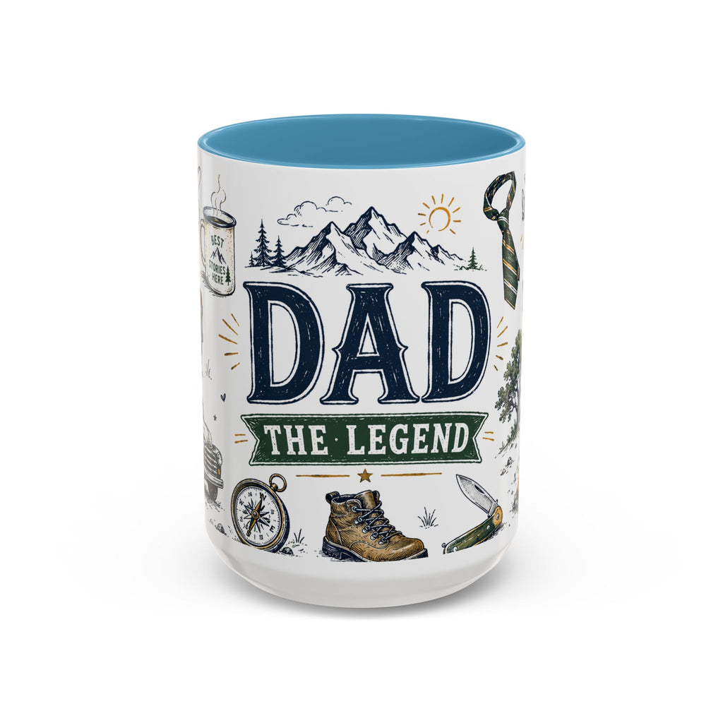 Dad The Legend Coffee Mug | Father's Day Gift for Dad | Accent Color Ceramic 11oz 15oz