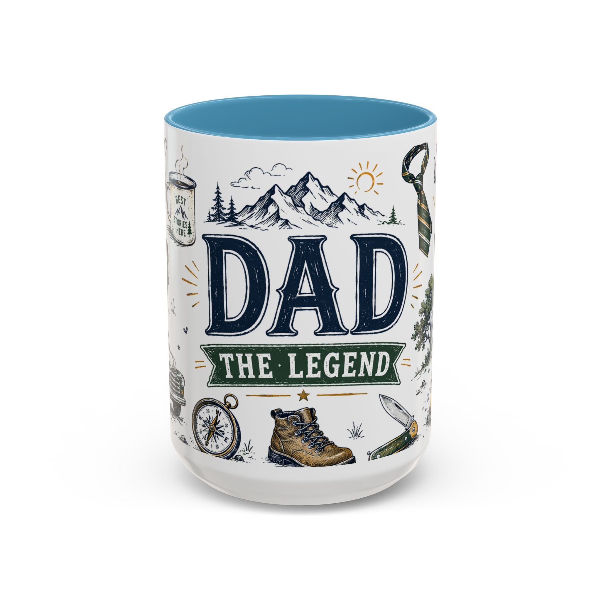 Dad The Legend Coffee Mug | Father's Day Gift for Dad | Accent Color Ceramic 11oz 15oz