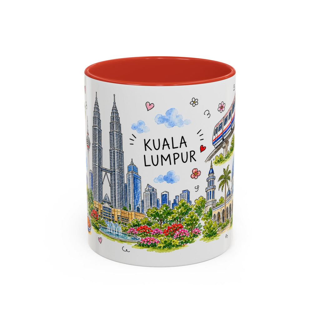 Kuala Lumpur Illustrated Travel Mug | City Souvenir Accent Coffee Mug | 11oz 15oz Ceramic Cup