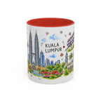 Kuala Lumpur Illustrated Travel Mug | City Souvenir Accent Coffee Mug | 11oz 15oz Ceramic Cup