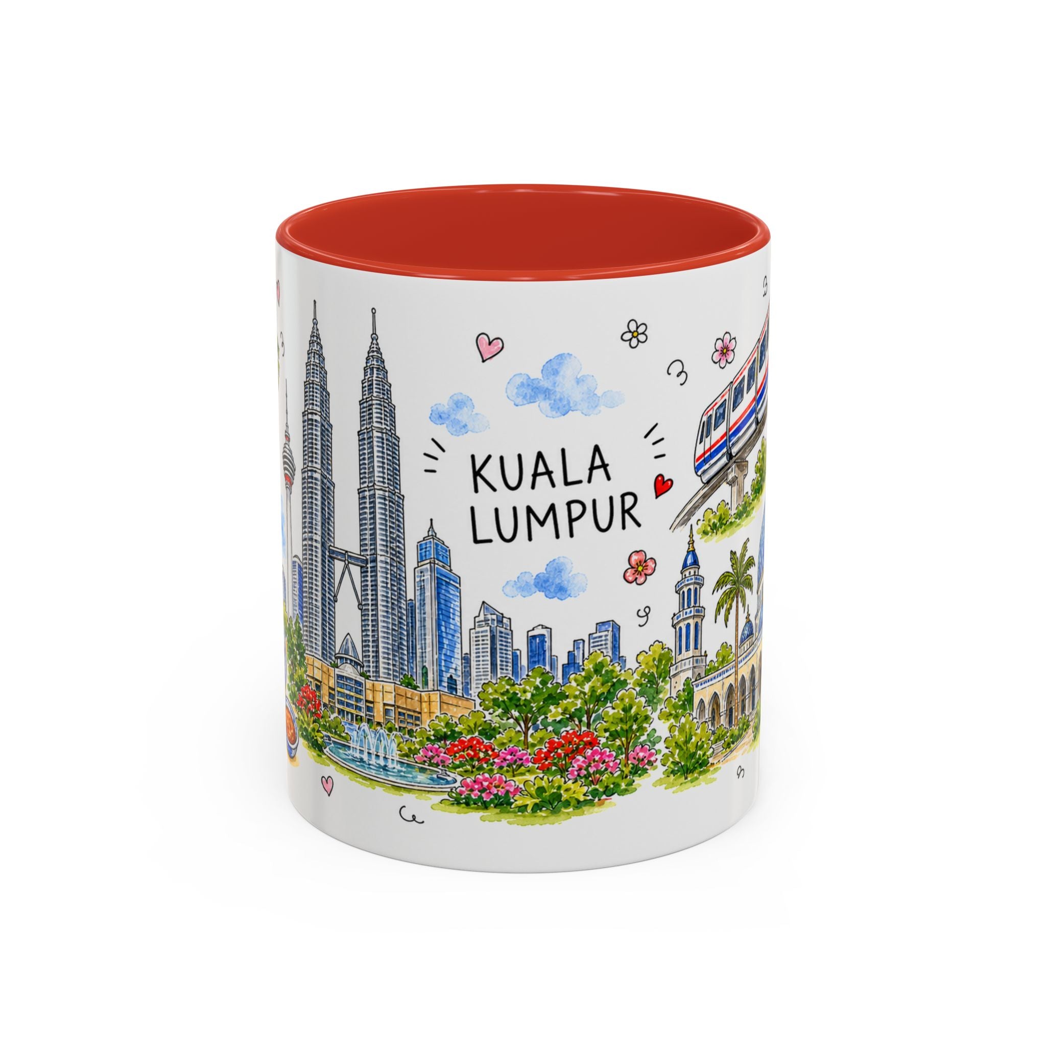 Kuala Lumpur Illustrated Travel Mug | City Souvenir Accent Coffee Mug | 11oz 15oz Ceramic Cup