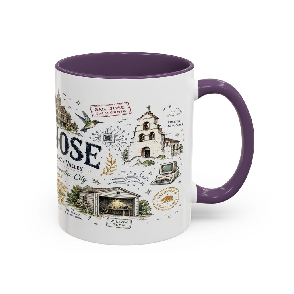 San Jose Coffee Mug | California Souvenir City Gift | Accent Color Ceramic 11oz 15oz