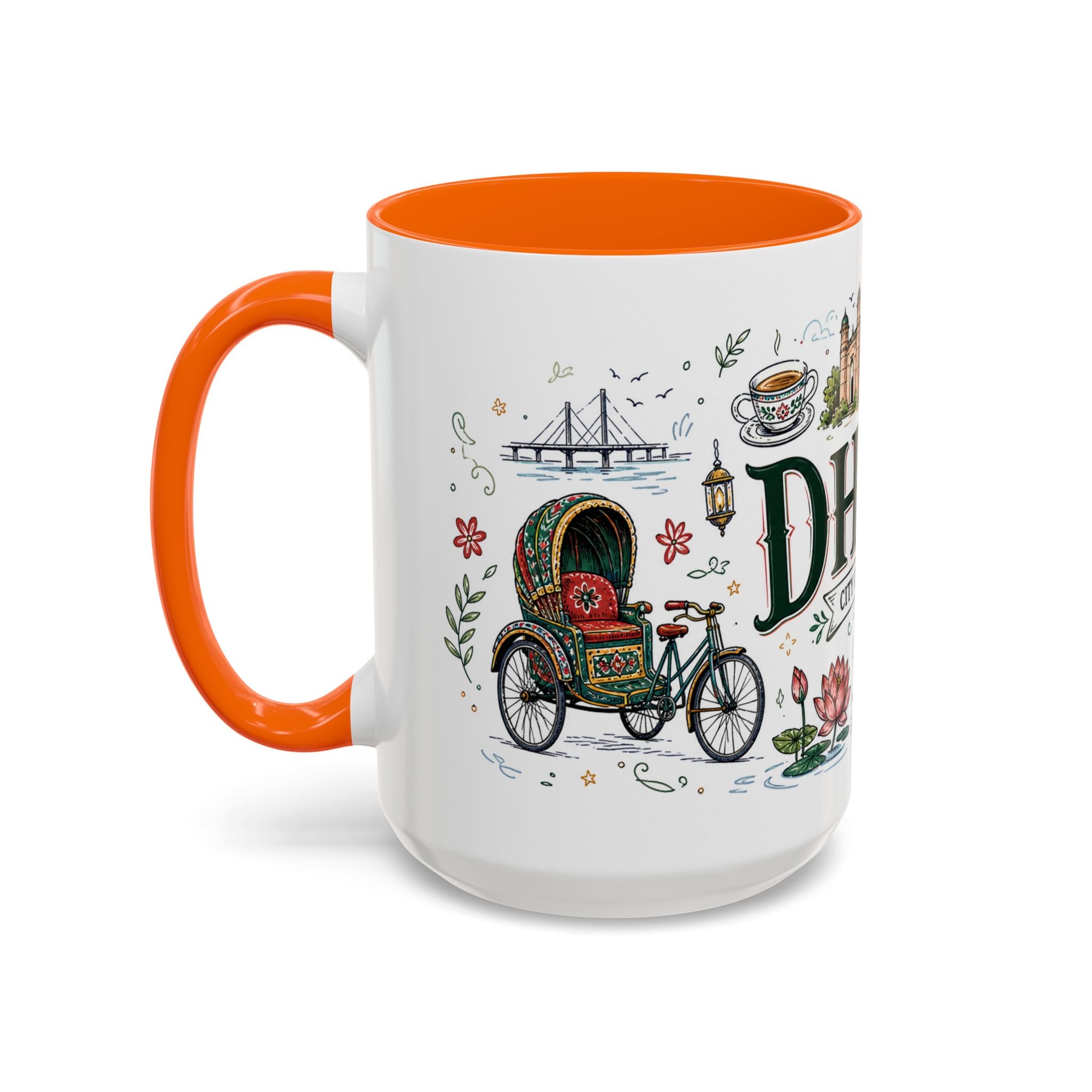Dhaka Coffee Mug | Bangladesh Souvenir Travel Gift | Accent Color Ceramic 11oz 15oz
