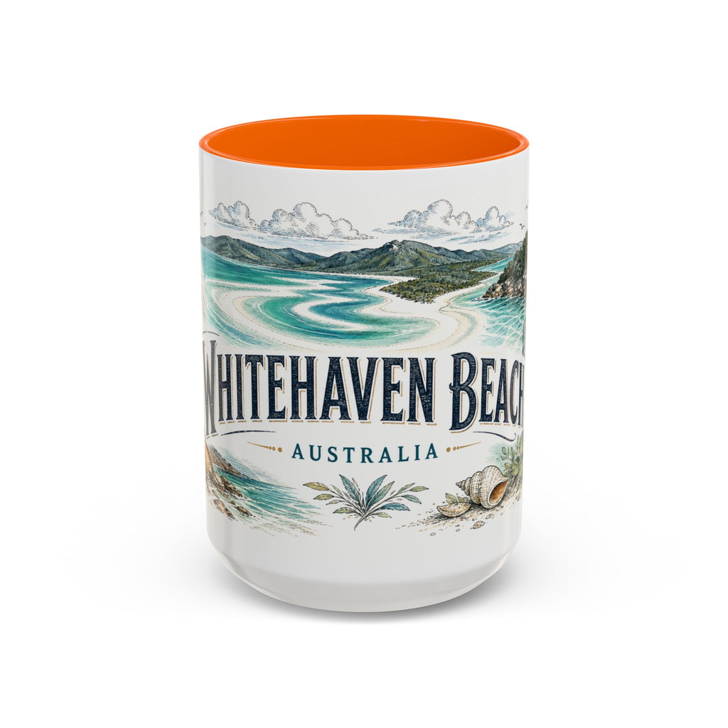 Whitehaven Beach Mug, Australia Travel Souvenir, Bucket List Gift, Accent Ceramic Coffee Mug 11oz 15oz