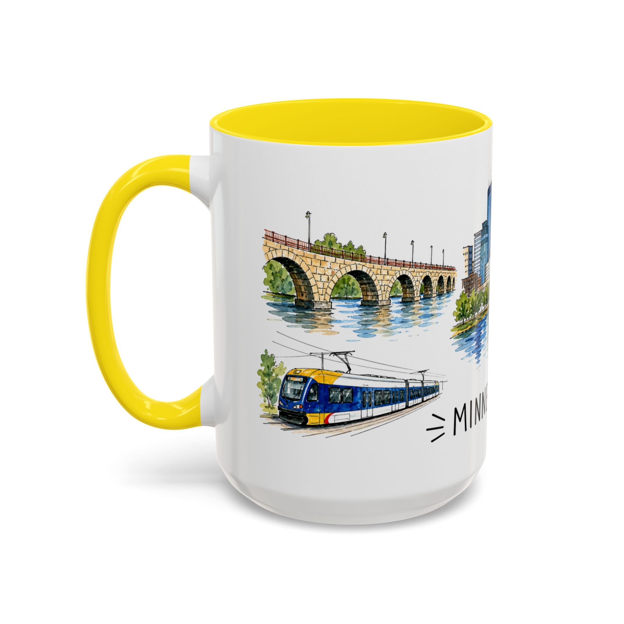 Minneapolis Illustrated Travel Mug | City Souvenir Accent Coffee Mug | 11oz 15oz Ceramic Cup
