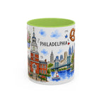 Philadelphia Illustrated Travel Mug | City Souvenir Accent Coffee Mug | 11oz 15oz Ceramic Cup