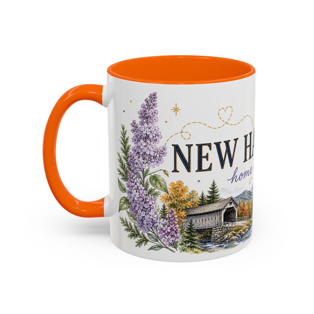 New Hampshire State Map Mug | Botanical Accents, Mountain Landscape Coffee Cup