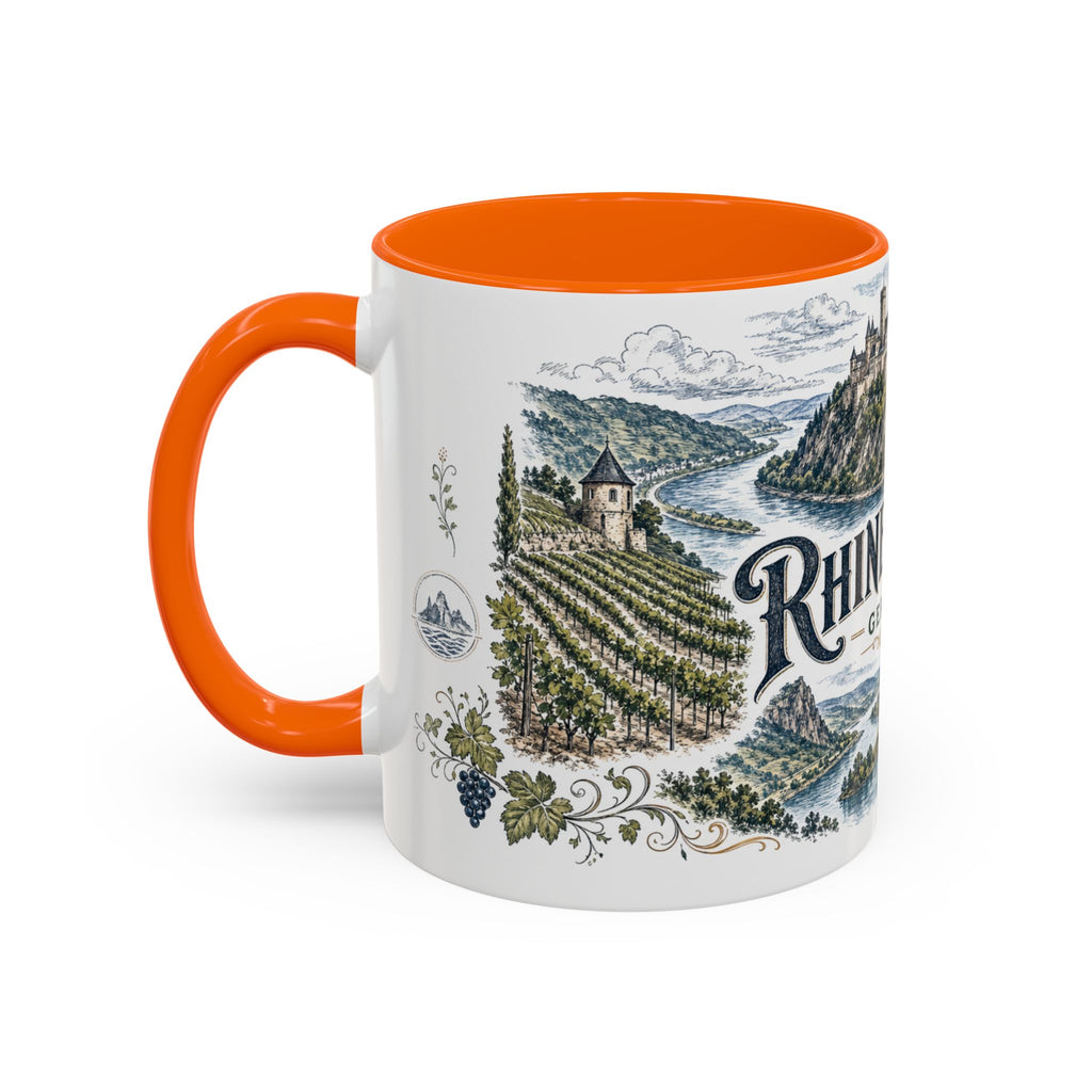 Rhine Valley Mug, Germany Travel Souvenir, Bucket List Gift, Accent Ceramic Coffee Mug 11oz 15oz