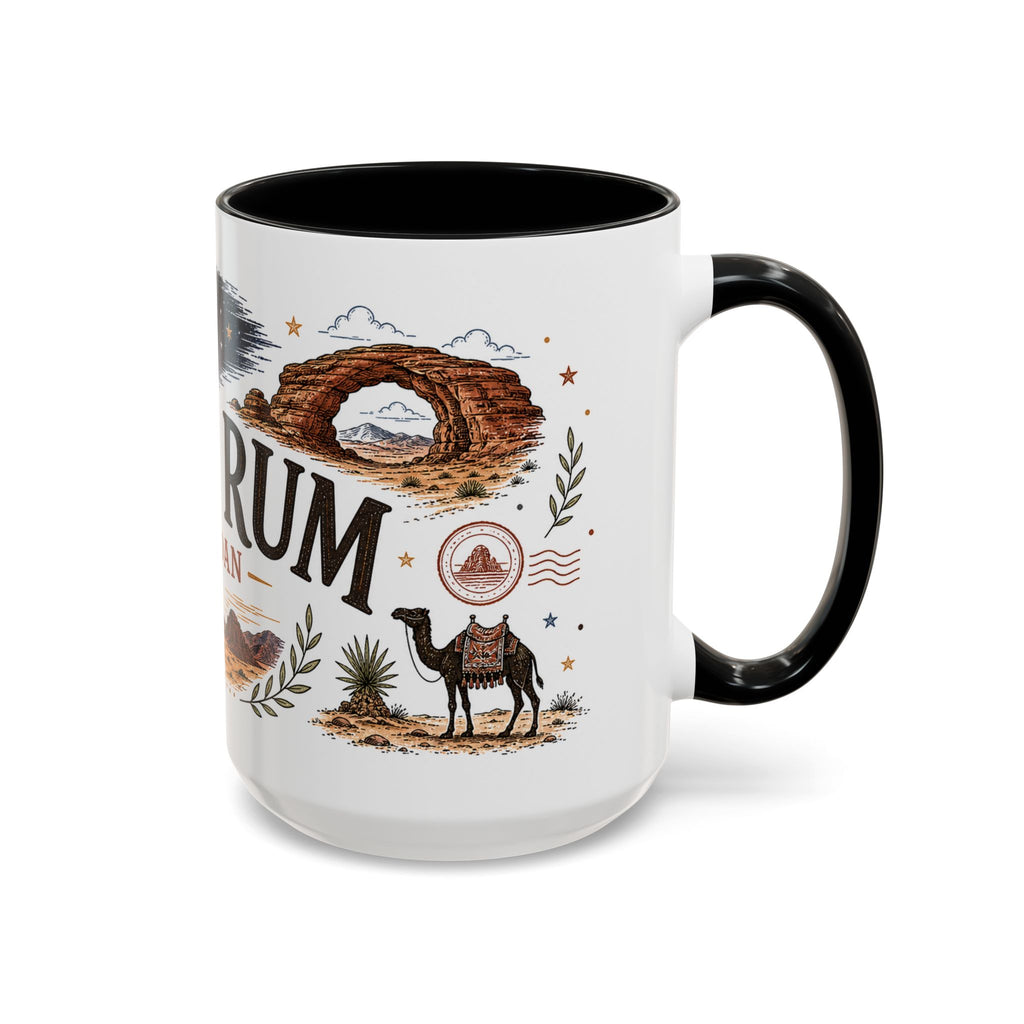 Wadi Rum Coffee Mug | Travel Destination Souvenir Gift | Accent Color Ceramic 11oz 15oz