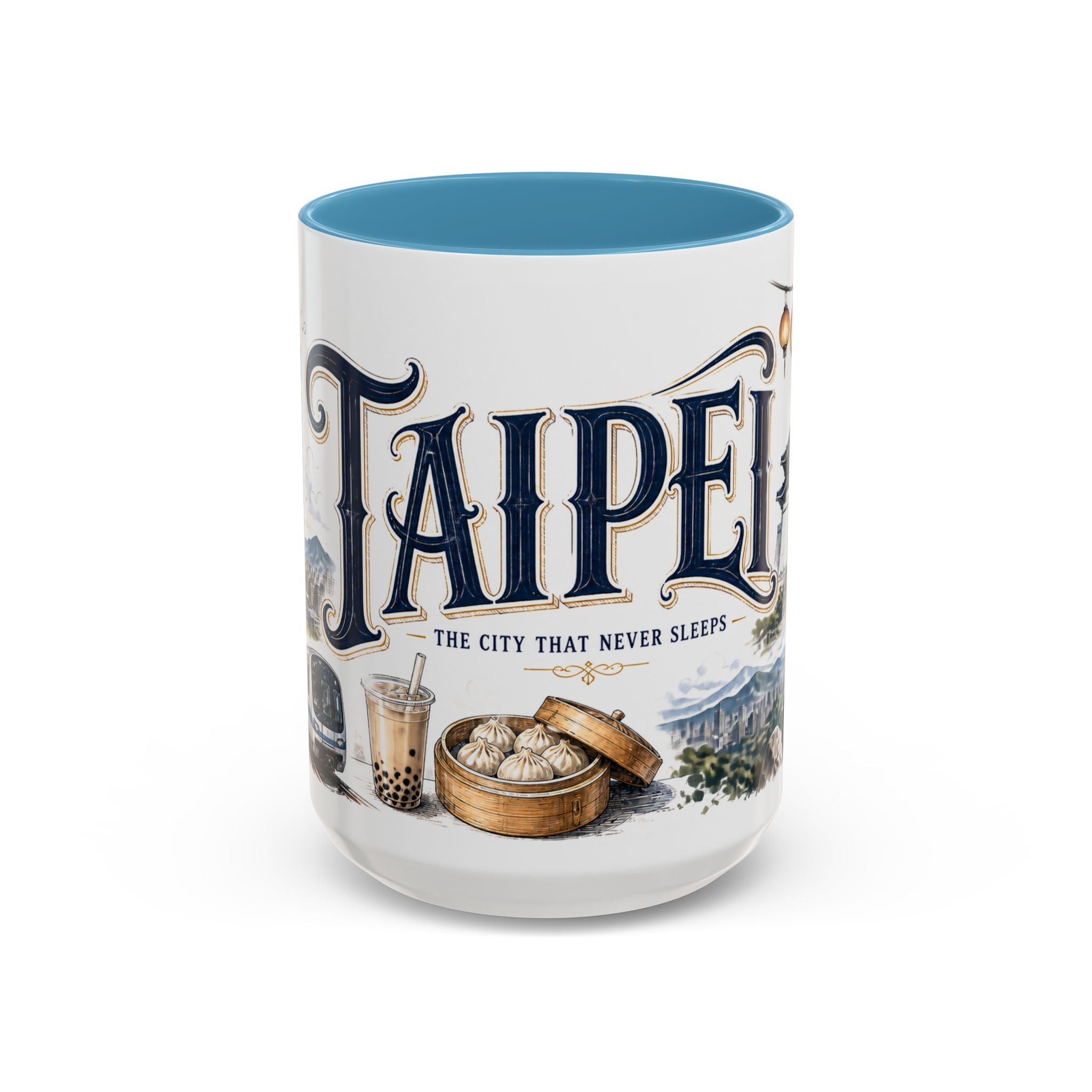 Taipei Coffee Mug | Taiwan Travel Souvenir | Vintage Illustrated City Gift | 11 oz 15 oz Accent Mug