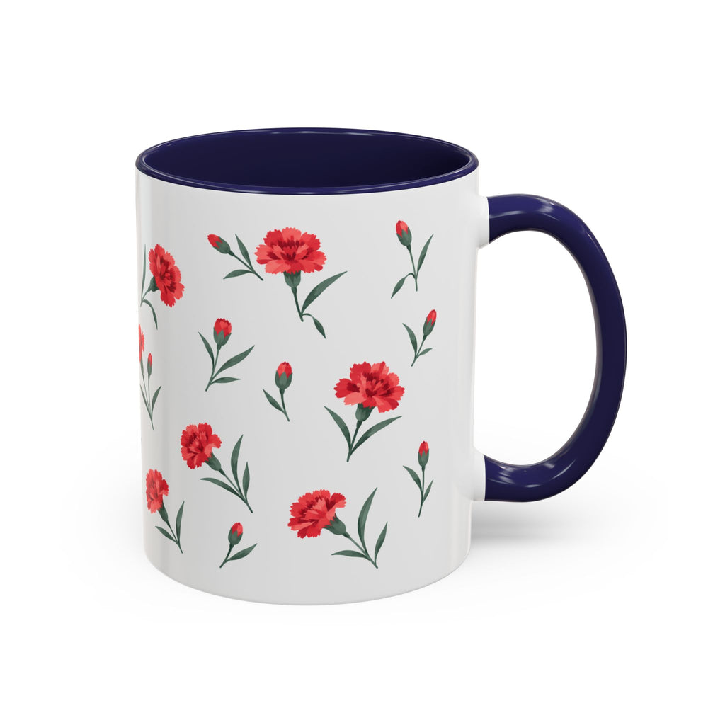 Ohio Scarlet Carnation Mug, State Flower Floral Coffee Cup, 11oz Botanical Gift