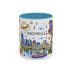 Nashville Illustrated Travel Mug | City Souvenir Accent Coffee Mug | 11oz 15oz Ceramic Cup